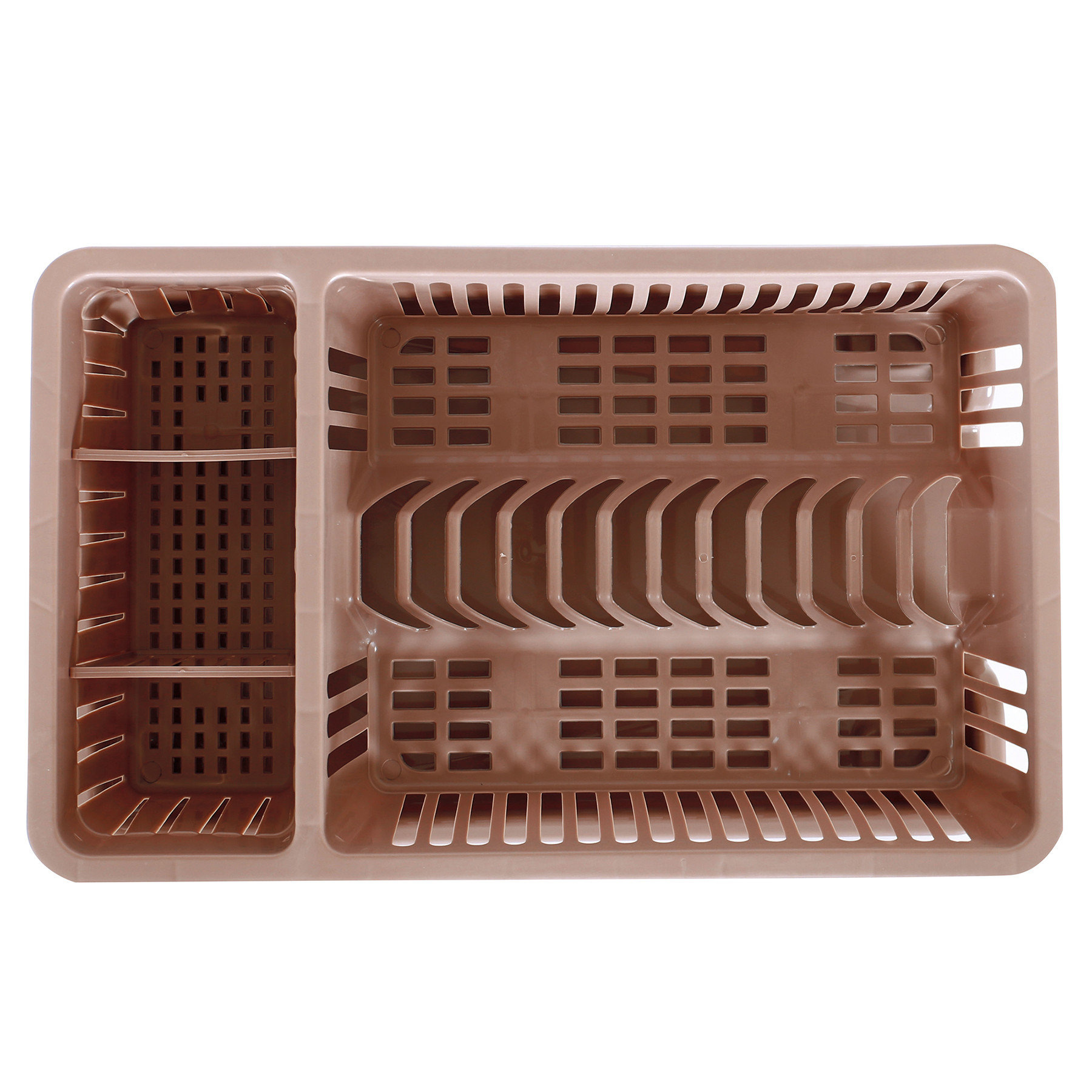 Kuber Industries Dish Drainer  Plastic Cutlery Holder  Drying Basket with Tray  Dish Drying Rack for Kitchen Utensils  Bartan Stand for Kitchen  Drying Tray  Maple Brown