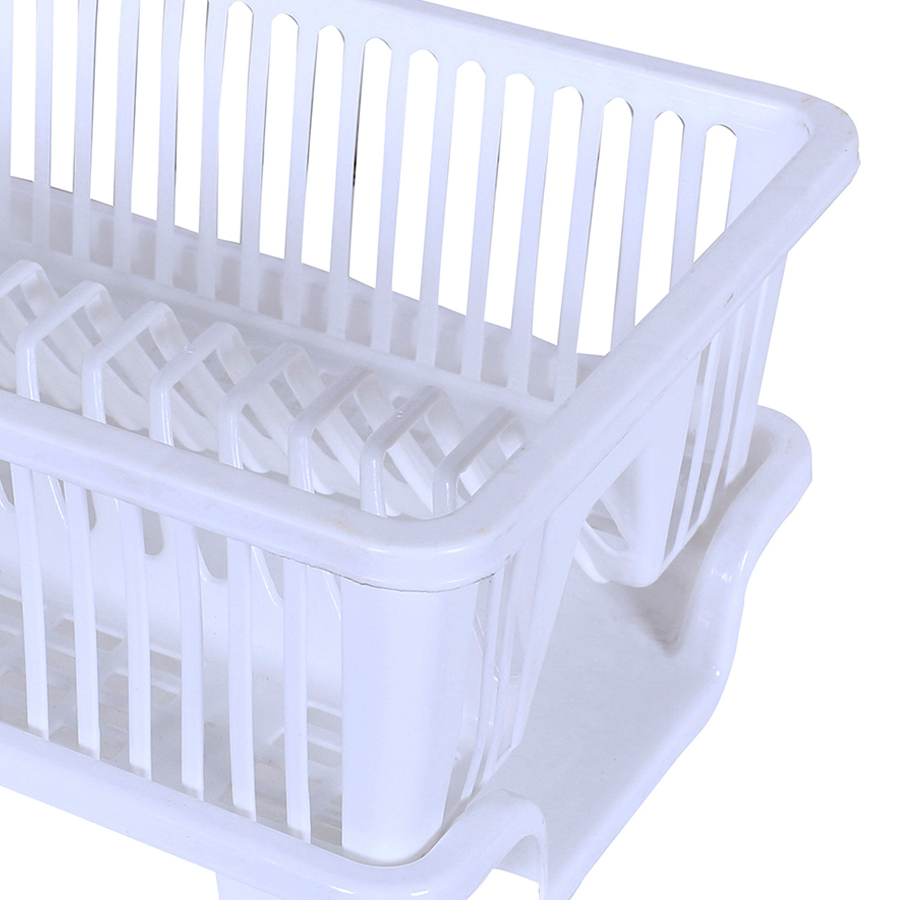 Kuber Industries Dish Drainer  Plastic Cutlery Holder  Drying Basket with Tray  Dish Drying Rack for Kitchen Utensils  Bartan Stand for Kitchen  Drying Tray  White