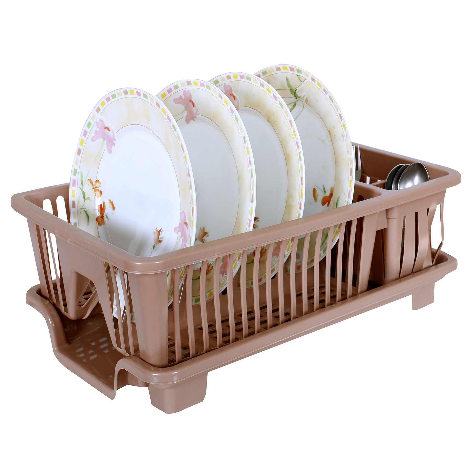 Kuber Industries Dish Drainer Plastic Cutlery Holder Drying Basket with Tray Dish Drying