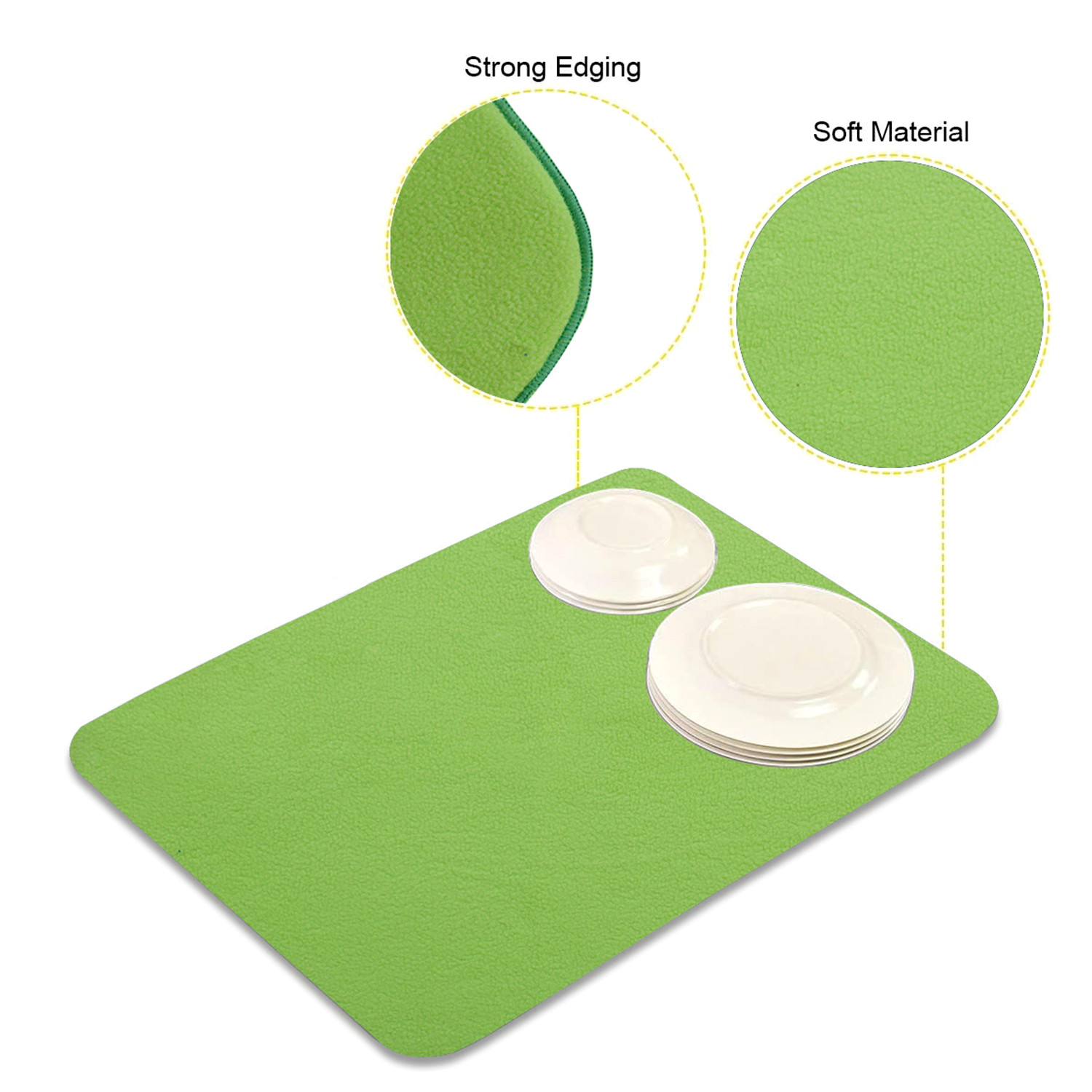 Kuber Industries Dish Dry Mat  Microfiber Drying Mat  Kitchen Drying Mat  Reversible Mat  Kitchen Absorbent Mat  Dish Dry Mat for Kitchen  38x50  Green