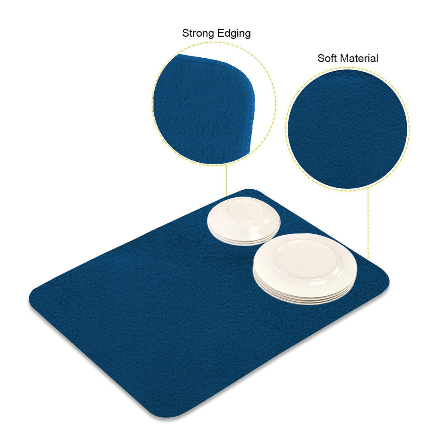Kuber Industries Dish Dry Mat  Microfiber Drying Mat  Kitchen Drying Mat  Reversible Mat  Kitchen Absorbent Mat  Dish Dry Mat for Kitchen  38x50  Blue