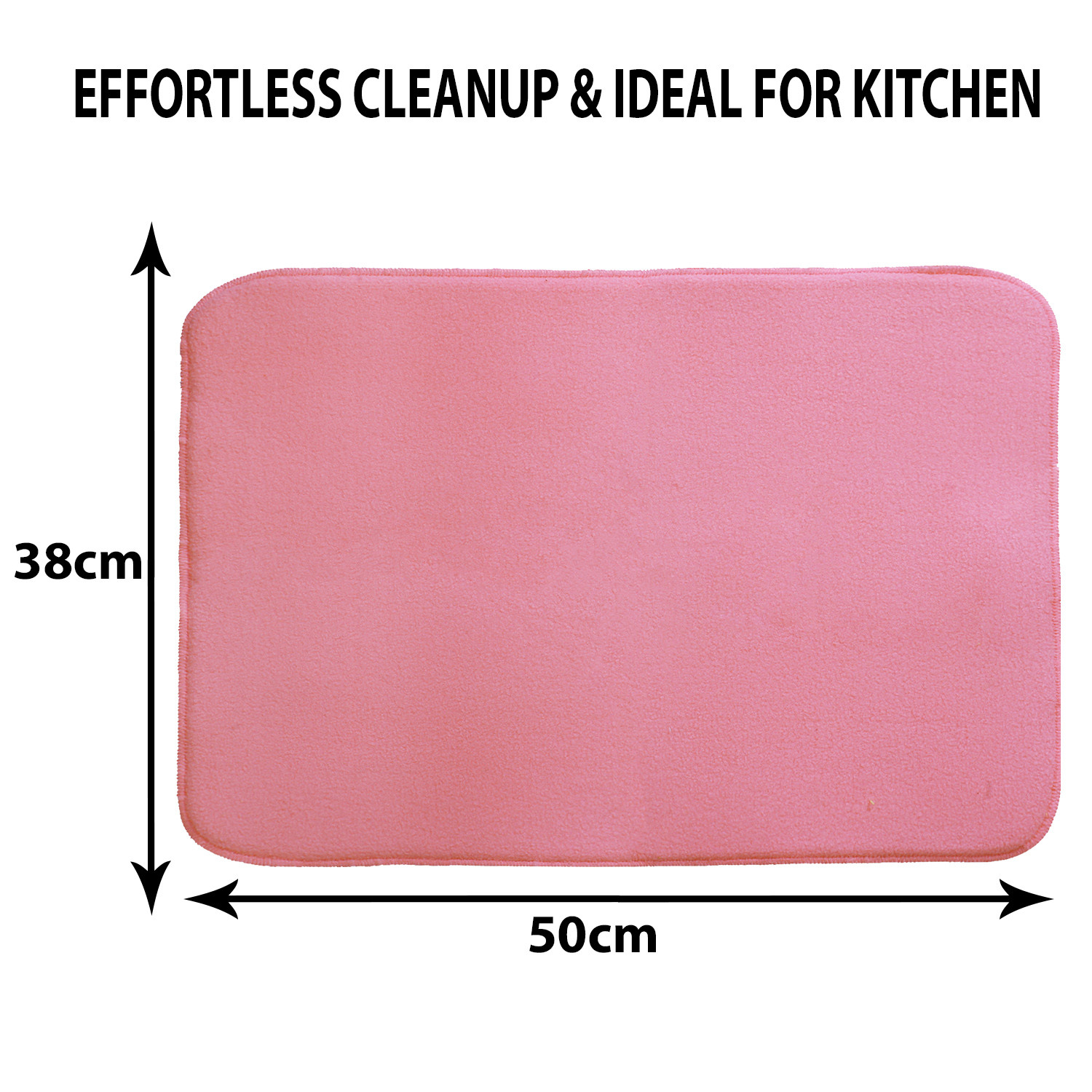 Kuber Industries Dish Dry Mat | Microfiber Drying Mat | Kitchen Drying Mat | Reversible Mat | Kitchen Absorbent Mat | Dish Dry Mat for Kitchen | 38x50 | Pink