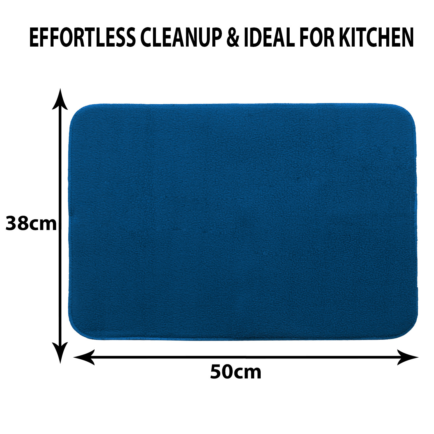 Kuber Industries Dish Dry Mat | Microfiber Drying Mat | Kitchen Drying Mat | Reversible Mat | Kitchen Absorbent Mat | Dish Dry Mat for Kitchen | 38x50 | Blue
