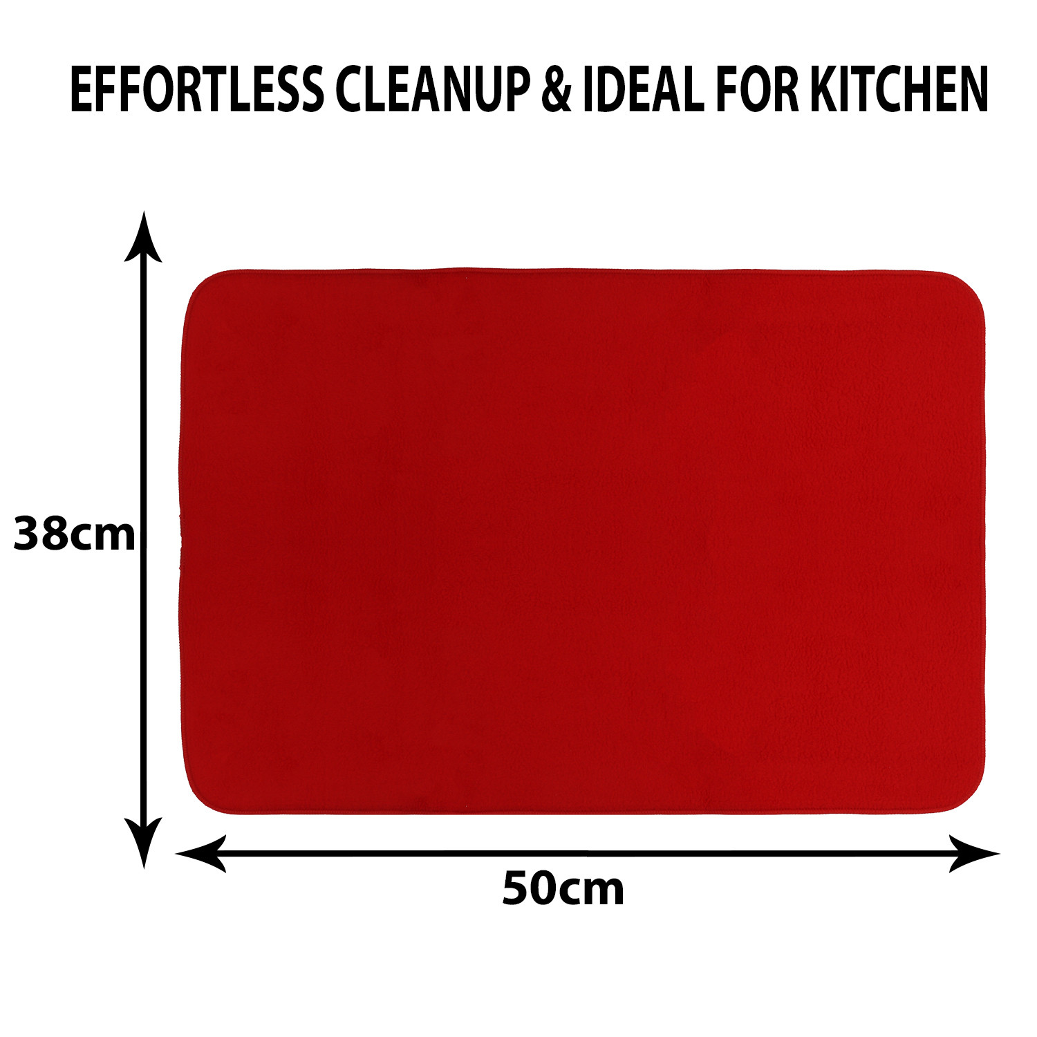 Kuber Industries Dish Dry Mat | Microfiber Drying Mat | Kitchen Drying Mat | Reversible Mat | Kitchen Absorbent Mat | Dish Dry Mat for Kitchen | 38x50 | Red