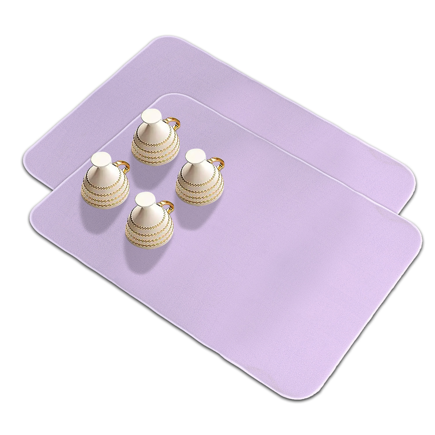 Kuber Industries Dish Dry Mat | Microfiber Drying Mat | Kitchen Drying Mat | Reversible Mat | Kitchen Absorbent Mat | Dish Dry Mat for Kitchen | 38x50 | Light Purple