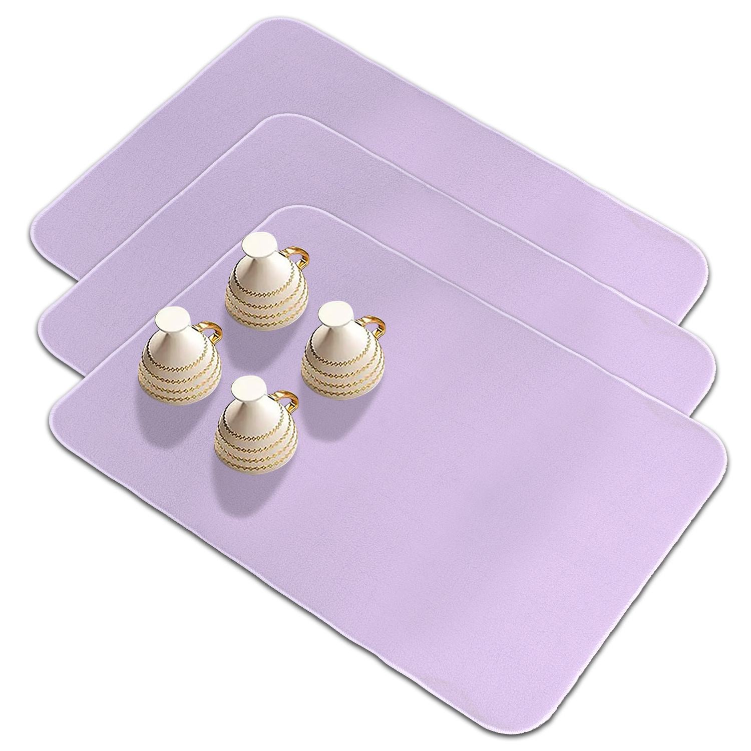 Kuber Industries Dish Dry Mat | Microfiber Drying Mat | Kitchen Drying Mat | Reversible Mat | Kitchen Absorbent Mat | Dish Dry Mat for Kitchen | 38x50 | Light Purple