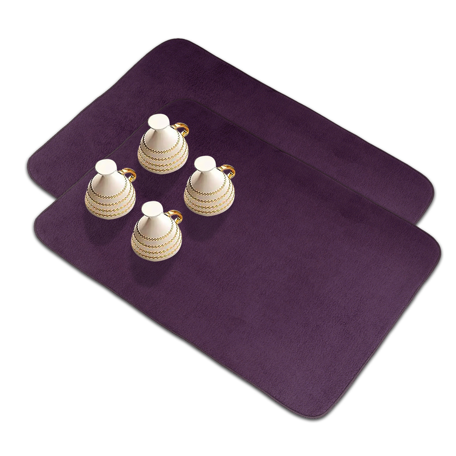 Kuber Industries Dish Dry Mat | Microfiber Drying Mat | Kitchen Drying Mat | Reversible Mat | Kitchen Absorbent Mat | Dish Dry Mat for Kitchen | 38x50 | Dark Purple