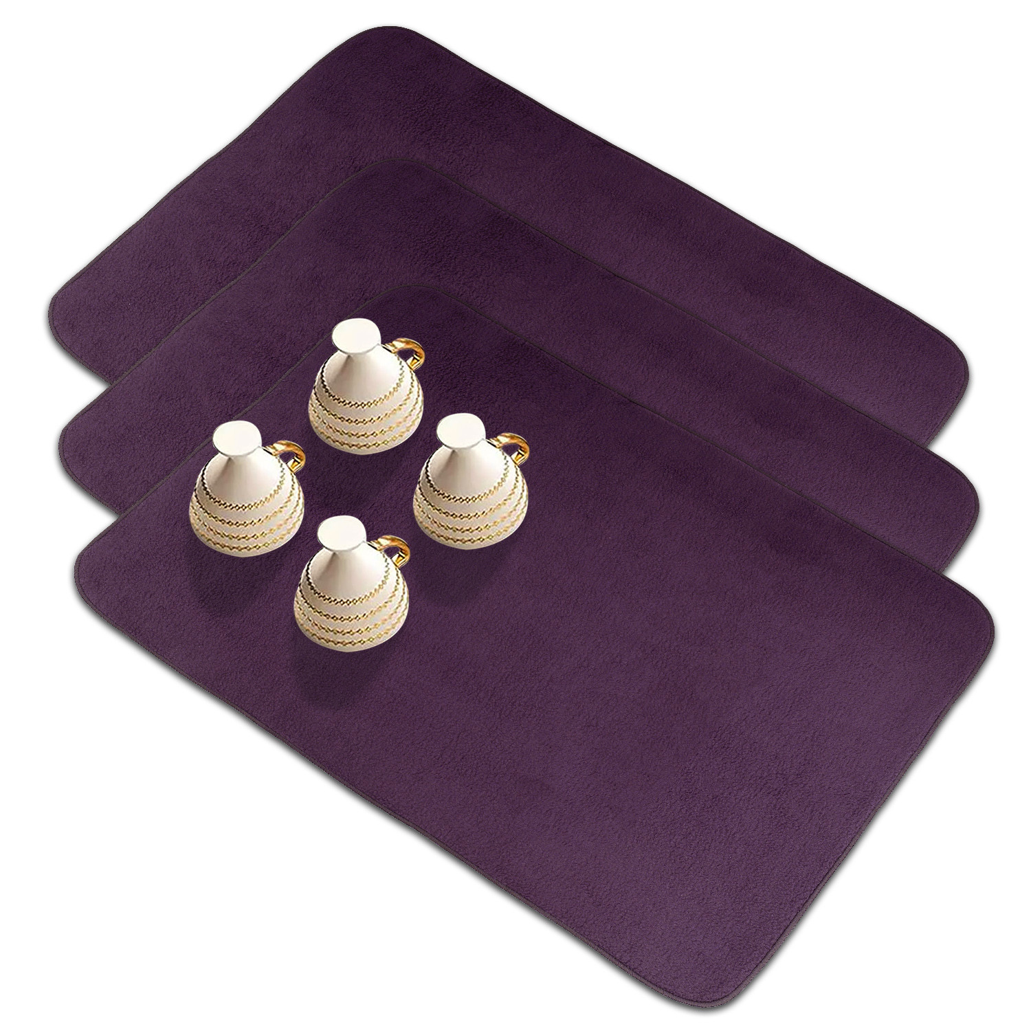 Kuber Industries Dish Dry Mat | Microfiber Drying Mat | Kitchen Drying Mat | Reversible Mat | Kitchen Absorbent Mat | Dish Dry Mat for Kitchen | 38x50 | Dark Purple