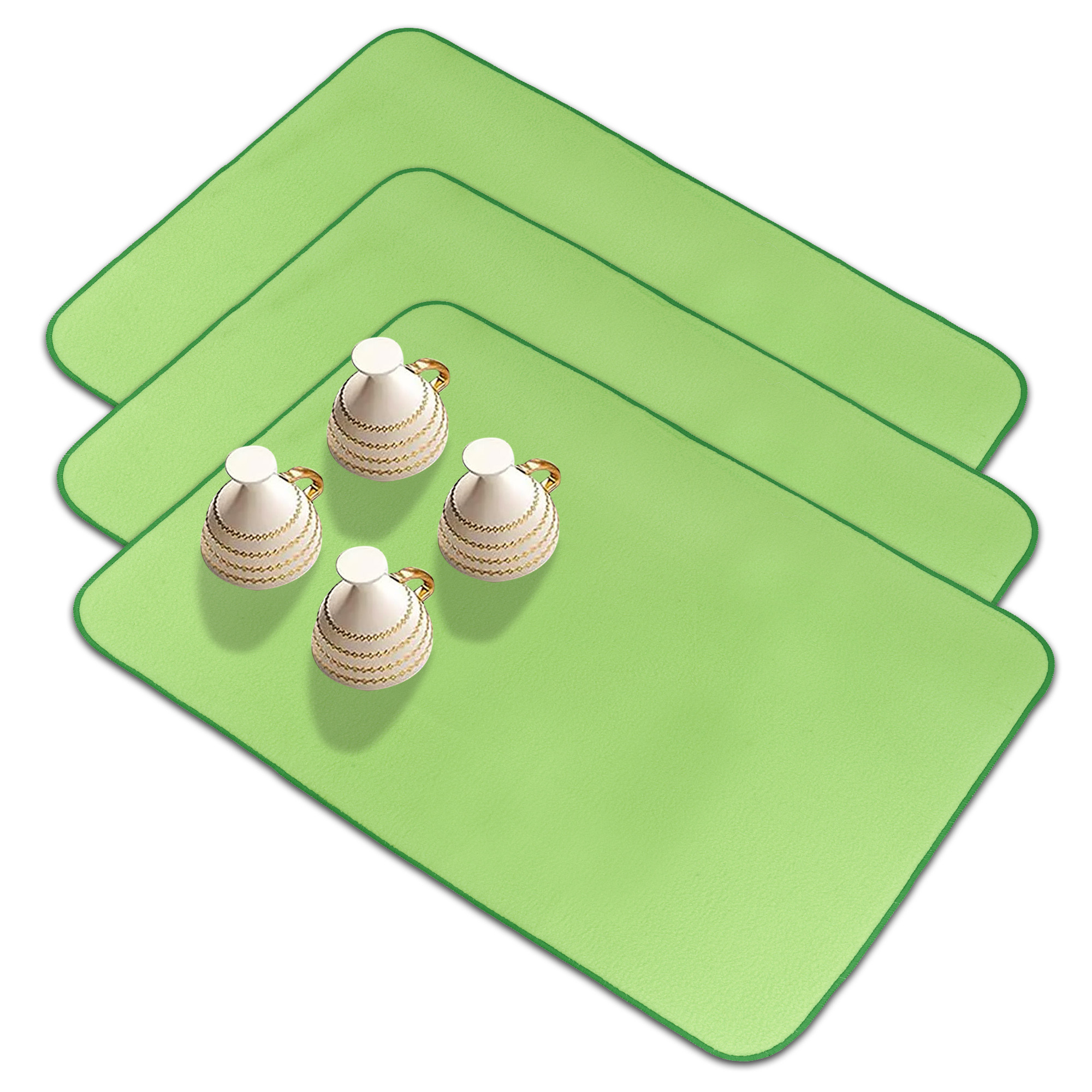 Kuber Industries Dish Dry Mat | Microfiber Drying Mat | Kitchen Drying Mat | Reversible Mat | Kitchen Absorbent Mat | Dish Dry Mat for Kitchen | 38x50 | Green