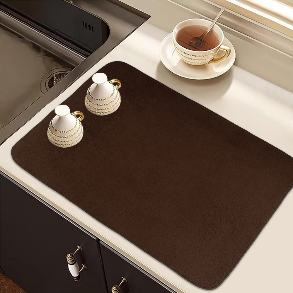 Kuber Industries Dish Dry Mat | Microfiber Drying Mat | Kitchen Drying Mat | Reversible Mat | Kitchen Absorbent Mat | Dish Dry Mat for Kitchen | 38x50 | Brown
