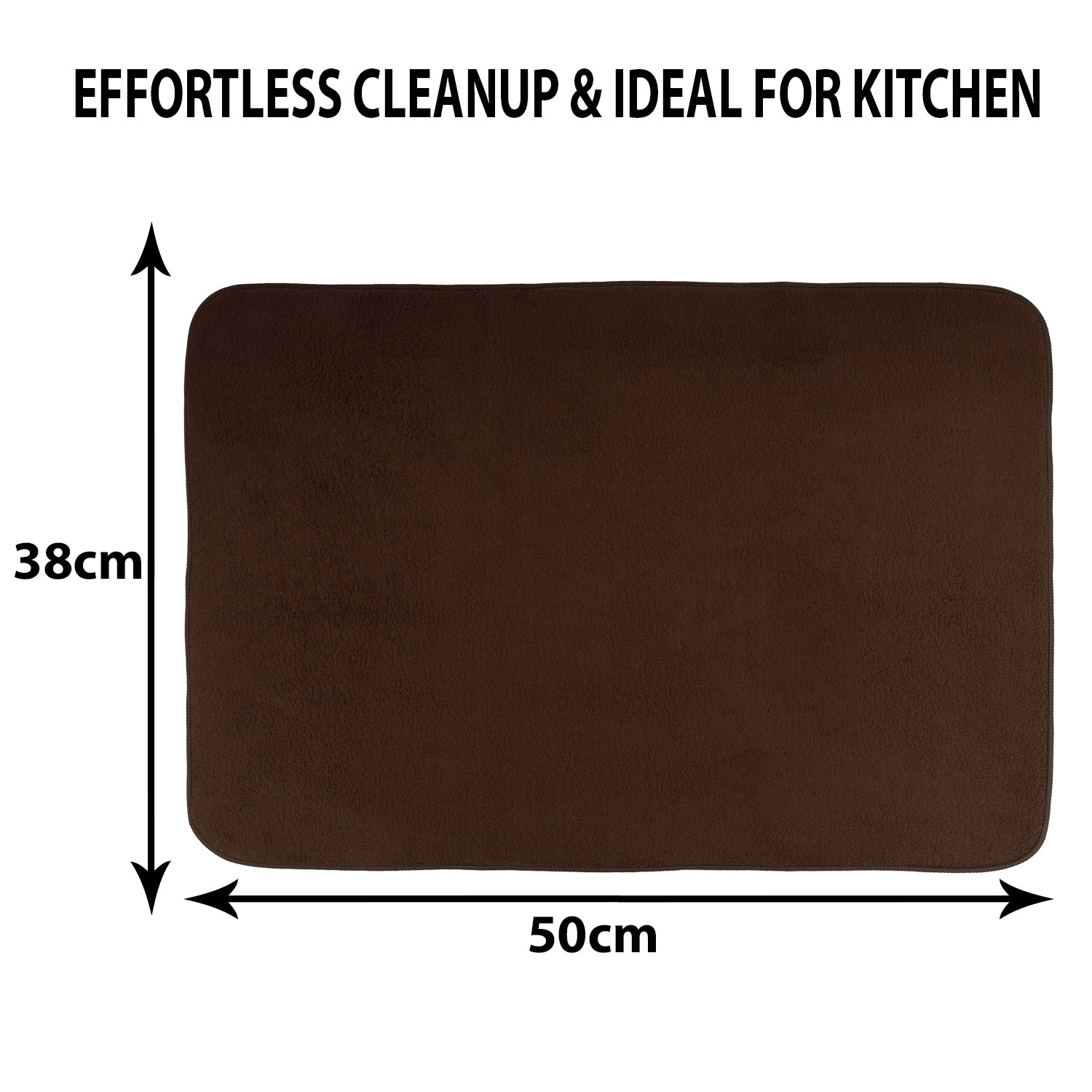 Kuber Industries Dish Dry Mat | Microfiber Drying Mat | Kitchen Drying Mat | Reversible Mat | Kitchen Absorbent Mat | Dish Dry Mat for Kitchen | 38x50 | Brown