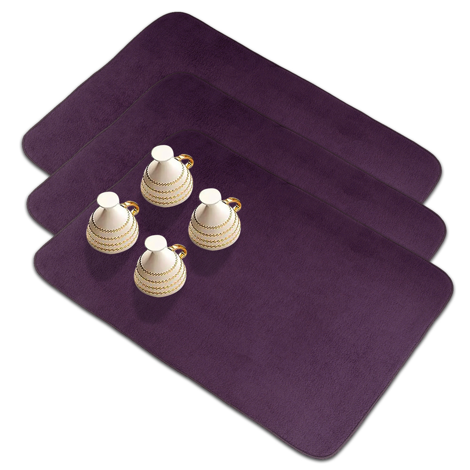 Kuber Industries Dish Dry Mat | Microfiber Drying Mat | Kitchen Drying Mat | Reversible Mat | Kitchen Absorbent Mat | Dish Dry Mat for Kitchen | 50x70 | Dark Purple