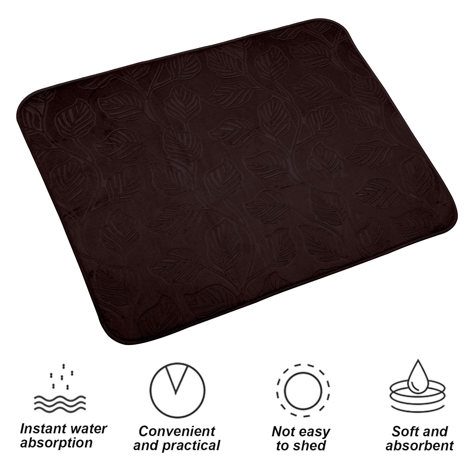 Kuber Industries Dish Dry Mat  Microfiber Drying Mat  Kitchen Drying Mat  Self Dish Dry Mat  Water Absorbent Kitchen Mat  Embossed Dish Dry Mat  38x50  Brown