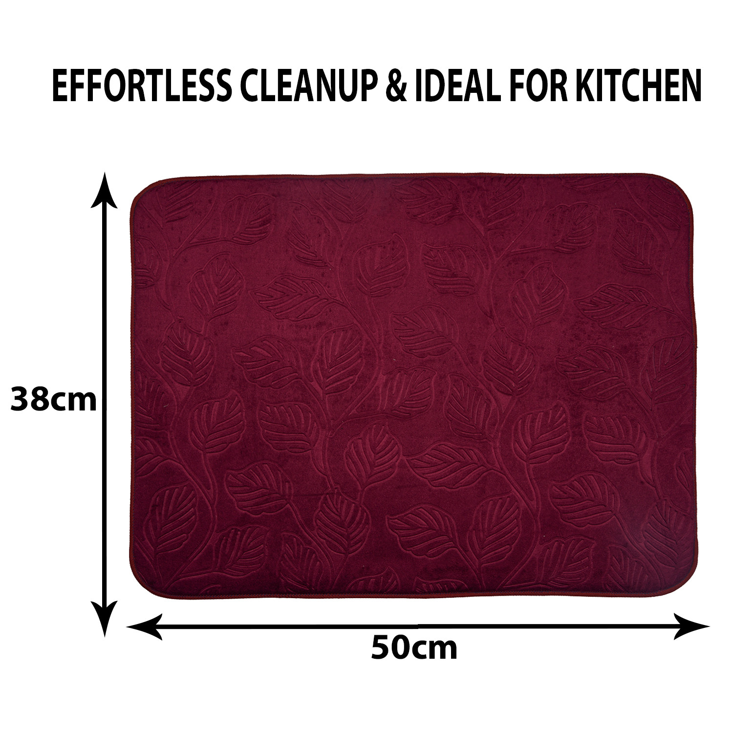 Kuber Industries Dish Dry Mat | Microfiber Drying Mat | Kitchen Drying Mat | Self Dish Dry Mat | Water Absorbent Kitchen Mat | Embossed Dish Dry Mat | 38x50 | Maroon