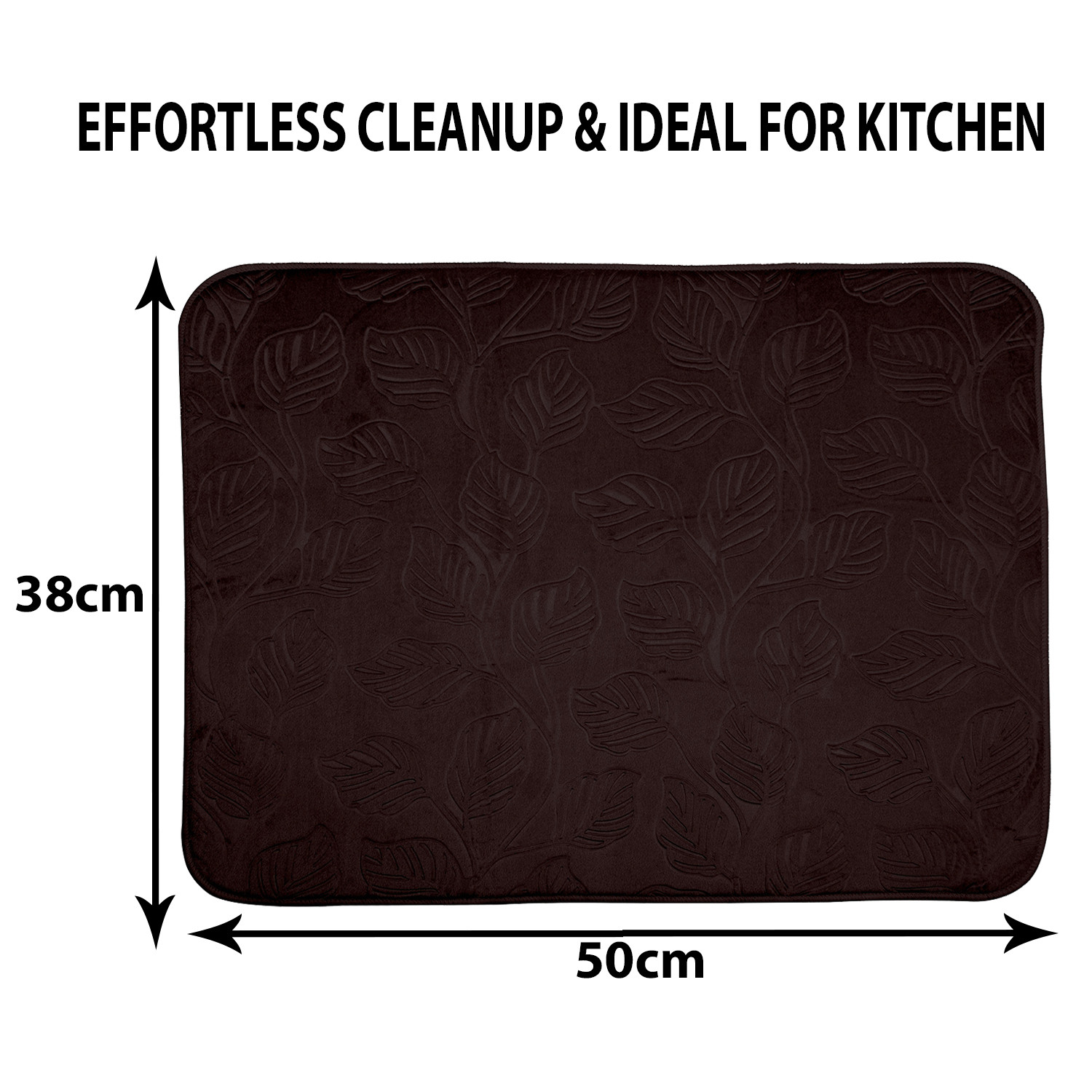 Kuber Industries Dish Dry Mat | Microfiber Drying Mat | Kitchen Drying Mat | Self Dish Dry Mat | Water Absorbent Kitchen Mat | Embossed Dish Dry Mat | 38x50 | Brown