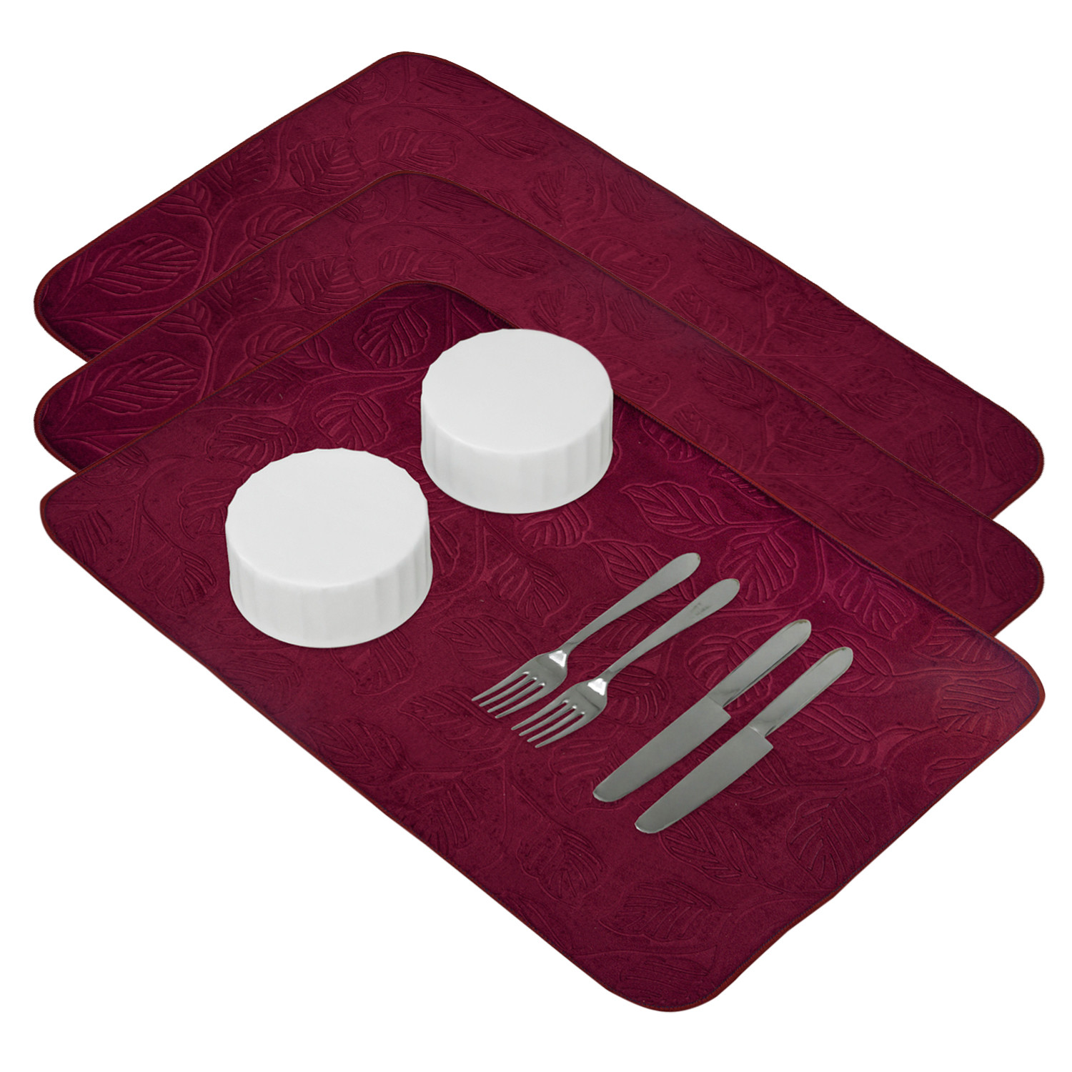 Kuber Industries Dish Dry Mat | Microfiber Drying Mat | Kitchen Drying Mat | Self Dish Dry Mat | Water Absorbent Kitchen Mat | Embossed Dish Dry Mat | 50x70 | Maroon