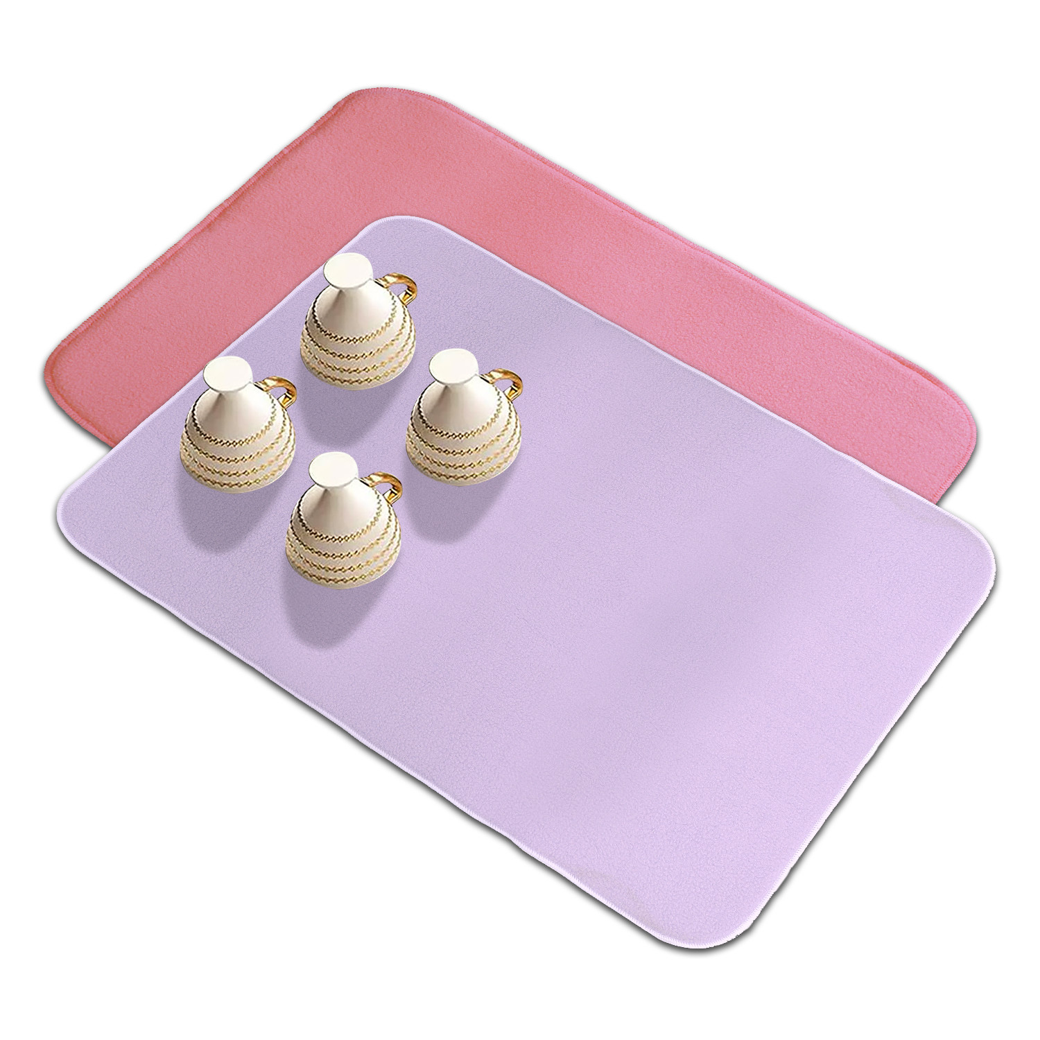 Kuber Industries Dish Dry Mat | Microfiber Drying Mat | Reversible Kitchen Drying Mat | Absorbent Mat | Kitchen Dish Dry Mat | 38x50 | Pack of 2 | Pink & Light Purple