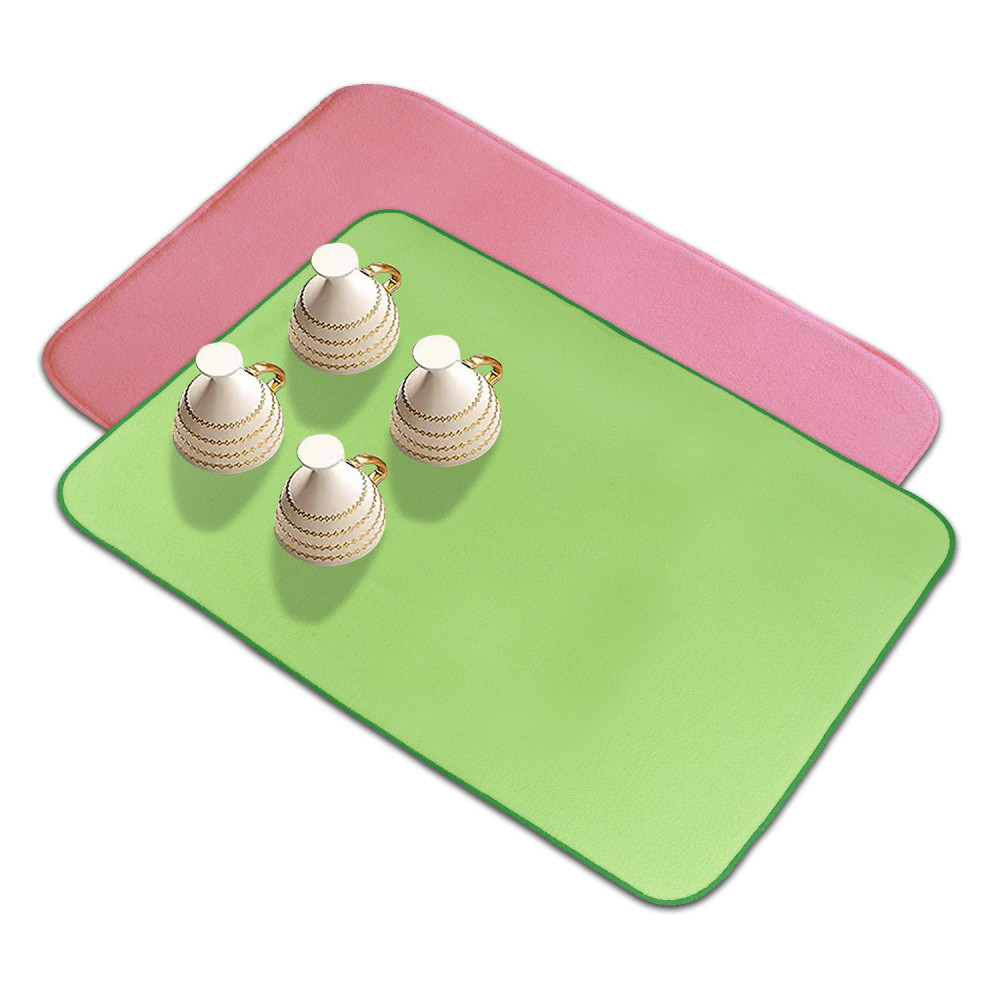 Kuber Industries Dish Dry Mat | Microfiber Drying Mat | Reversible Kitchen Drying Mat | Absorbent Mat | Kitchen Dish Dry Mat | 38x50 | Pack of 2 | Pink &amp; Green