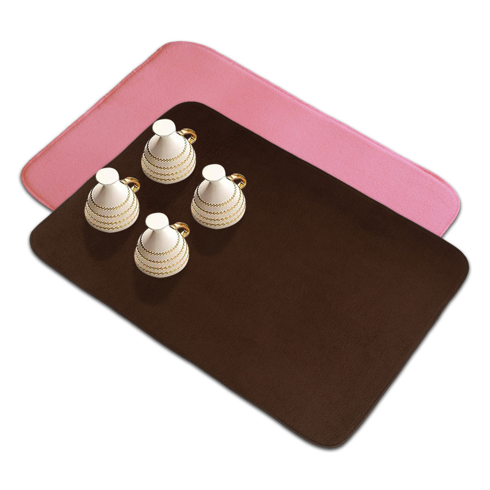 Kuber Industries Dish Dry Mat | Microfiber Drying Mat | Reversible Kitchen Drying Mat | Absorbent Mat | Kitchen Dish Dry Mat | 38x50 | Pack of 2 | Pink &amp; Brown