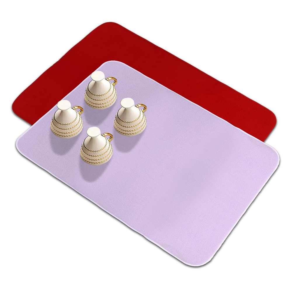 Kuber Industries Dish Dry Mat | Microfiber Drying Mat | Reversible Kitchen Drying Mat | Absorbent Mat | Kitchen Dish Dry Mat | 38x50 | Pack of 2 | Red &amp; Light Purple