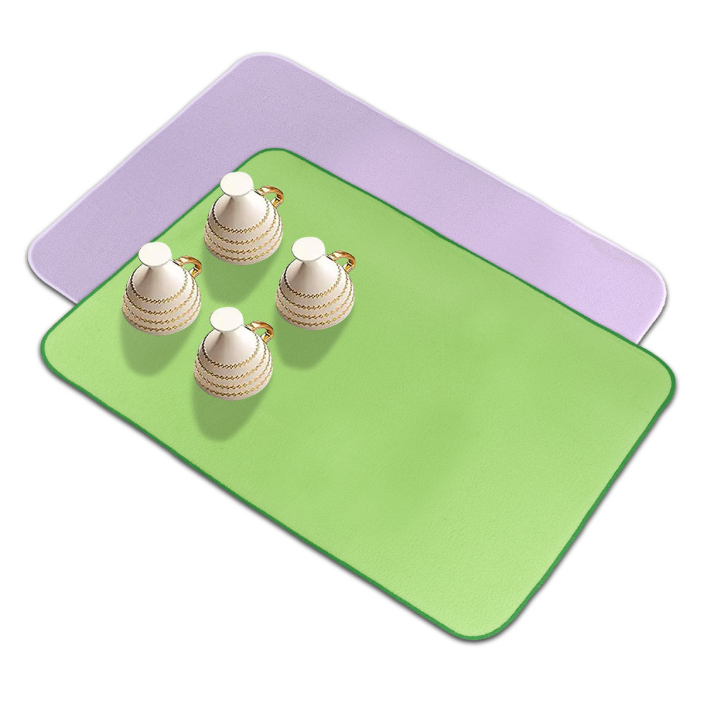 Kuber Industries Dish Dry Mat | Microfiber Drying Mat | Reversible Kitchen Drying Mat | Absorbent Mat | Kitchen Dish Dry Mat | 38x50 | Pack of 2 | Light Purple &amp; Green