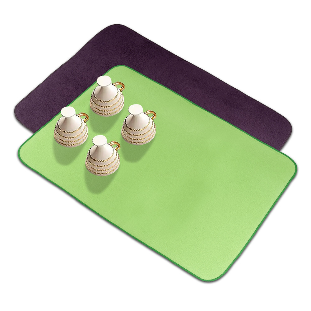Kuber Industries Dish Dry Mat | Microfiber Drying Mat | Reversible Kitchen Drying Mat | Absorbent Mat | Kitchen Dish Dry Mat | 38x50 | Pack of 2 | Dark Purple &amp; Green