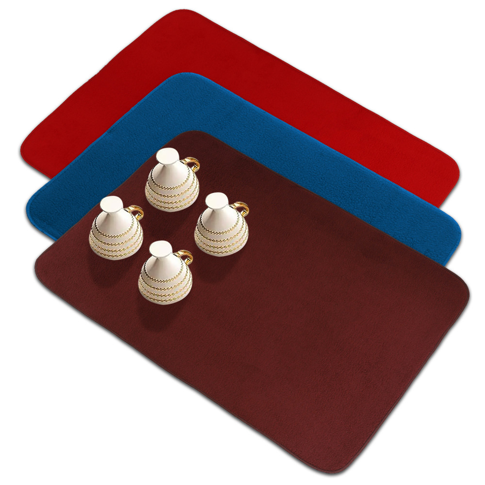 Kuber Industries Dish Dry Mat | Microfiber Drying Mat | Reversible Kitchen Drying Mat | Absorbent Mat | Kitchen Dish Dry Mat | 38x50 | Pack of 3 | Multi