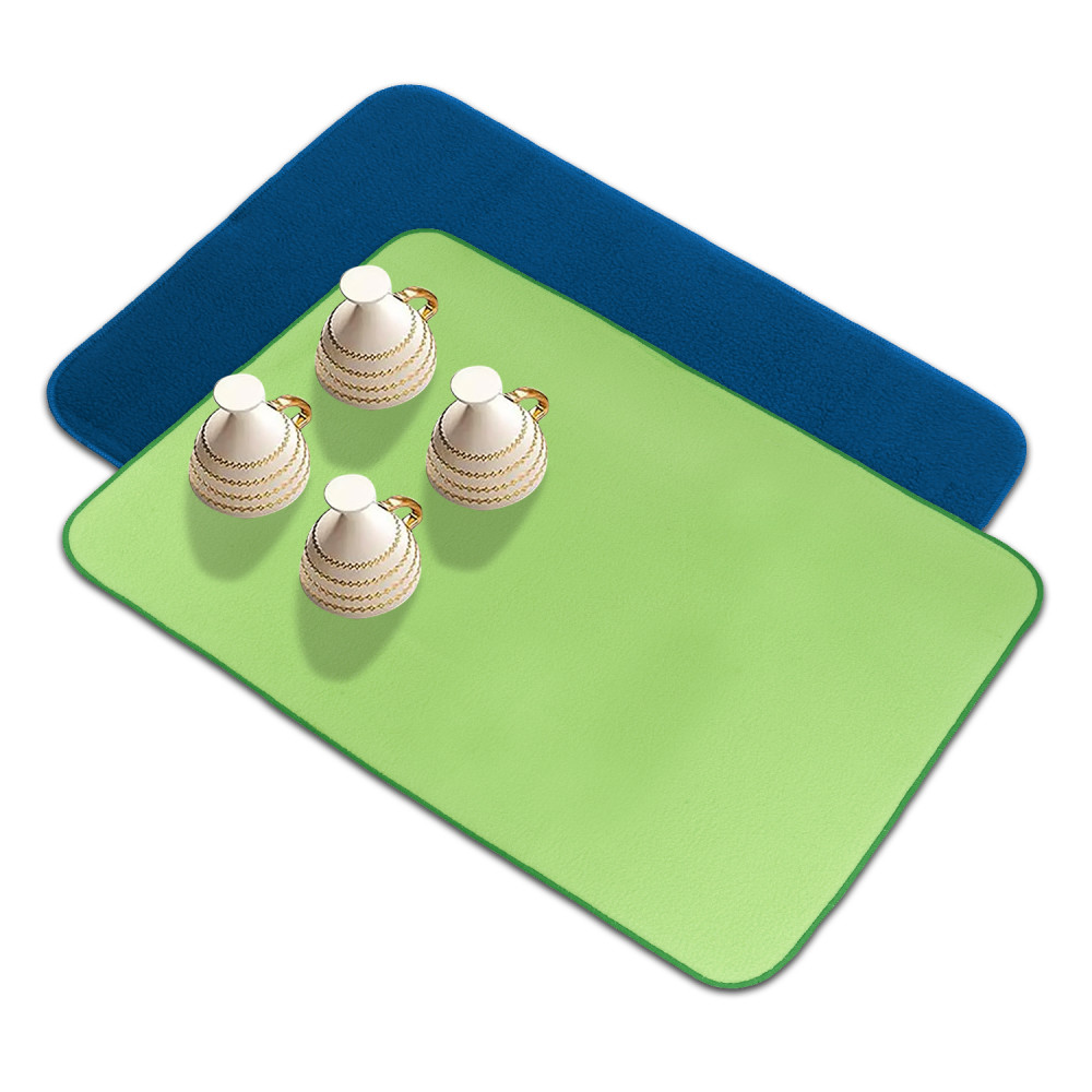 Kuber Industries Dish Dry Mat | Microfiber Drying Mat | Reversible Kitchen Drying Mat | Absorbent Mat | Kitchen Dish Dry Mat | 50x70 | Pack of 2 | Blue &amp; Green
