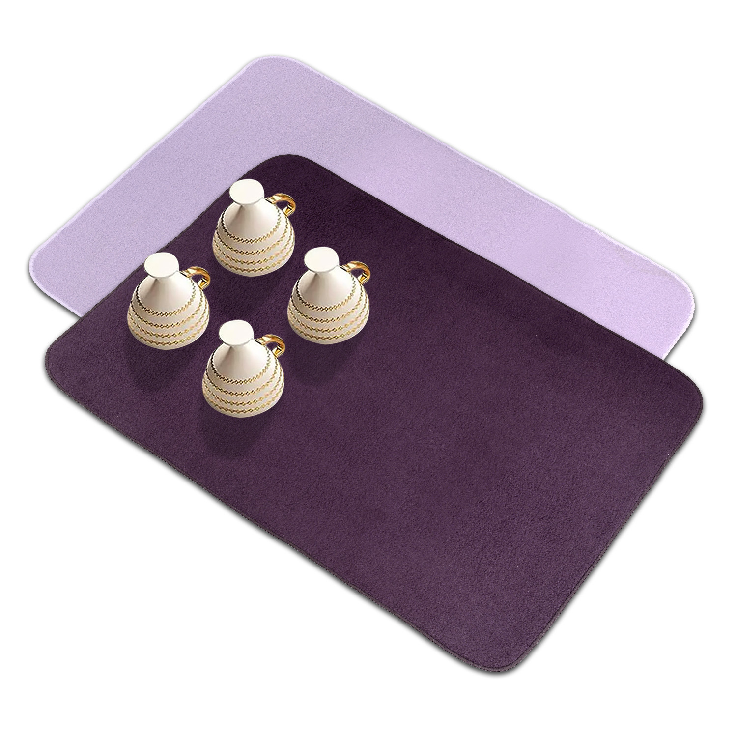Kuber Industries Dish Dry Mat | Microfiber Drying Mat | Reversible Kitchen Drying Mat | Absorbent Mat | Kitchen Dish Dry Mat | 50x70 | Pack of 2 | Light & Dark Purple