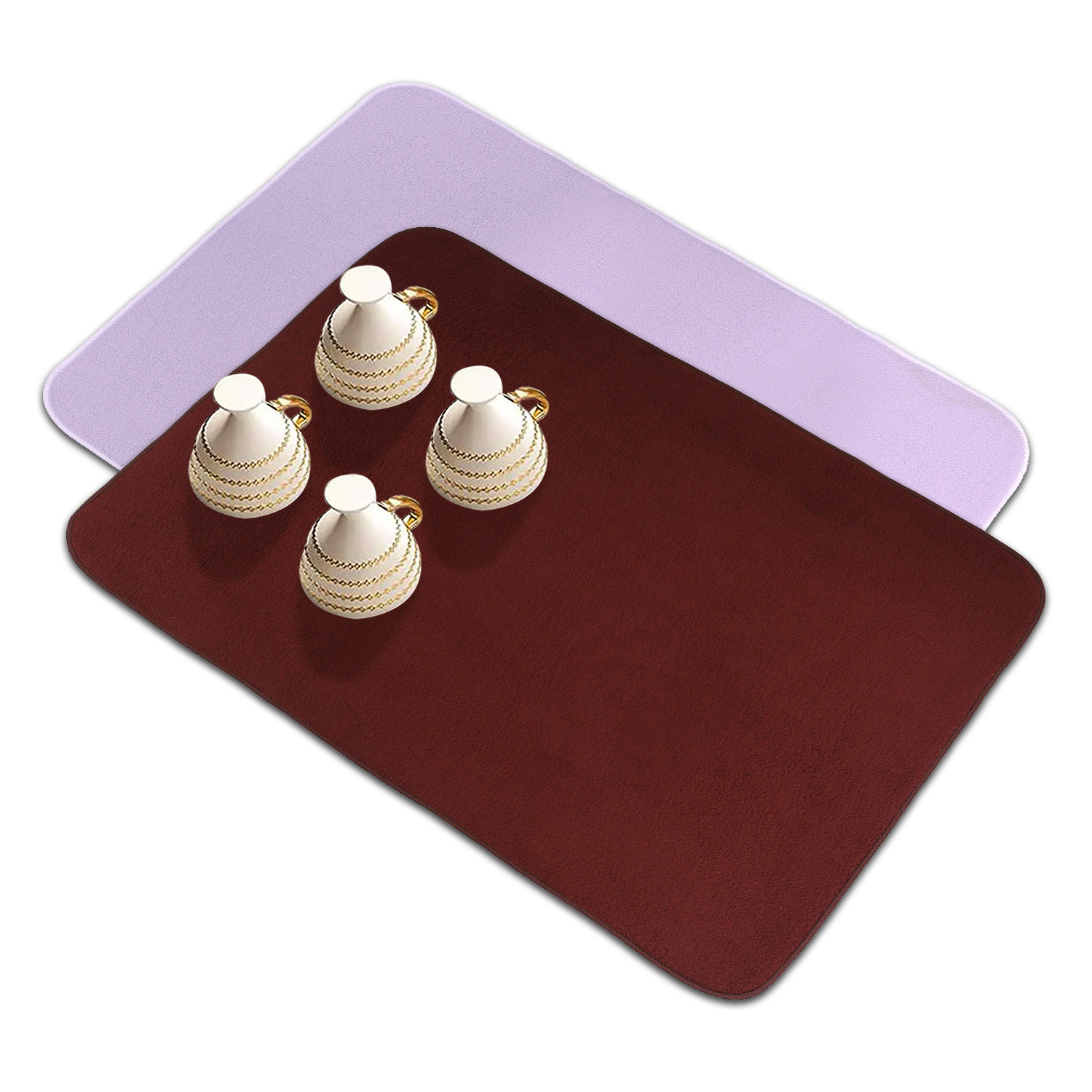 Kuber Industries Dish Dry Mat | Microfiber Drying Mat | Reversible Kitchen Drying Mat | Absorbent Mat | Kitchen Dish Dry Mat | 50x70 | Pack of 2 | Light Purple & Maroon
