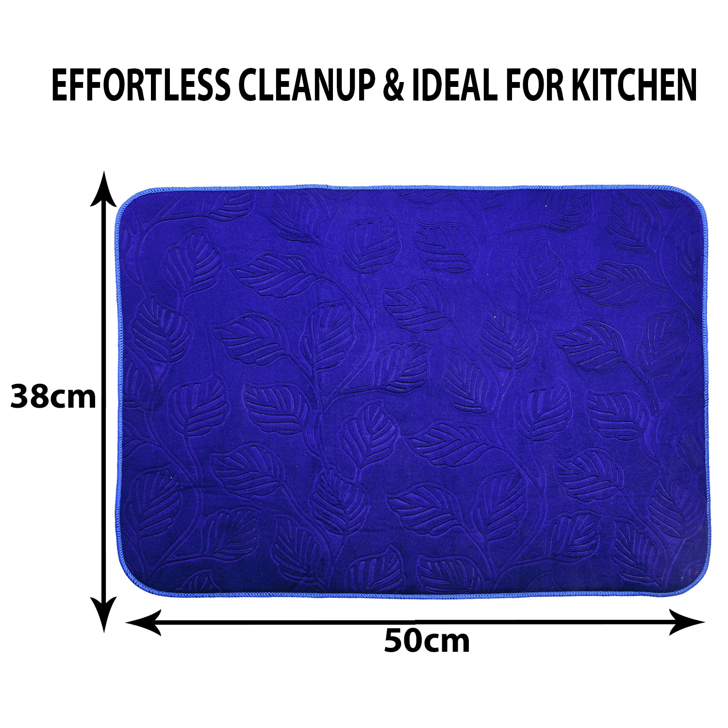 Kuber Industries Dish Dry Mat | Microfiber Self Drying Mat | Kitchen Drying Mat | Water Absorbent Kitchen Mat | Embossed Dish Dry Mat | 38x50 | Pack of 2 | Maroon & Blue