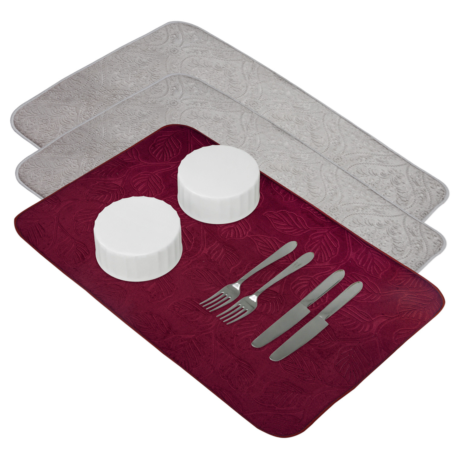 Kuber Industries Dish Dry Mat | Microfiber Self Drying Mat | Kitchen Drying Mat | Water Absorbent Kitchen Mat | Embossed Dish Dry Mat | 38x50 | Pack of 3 | Multicolor