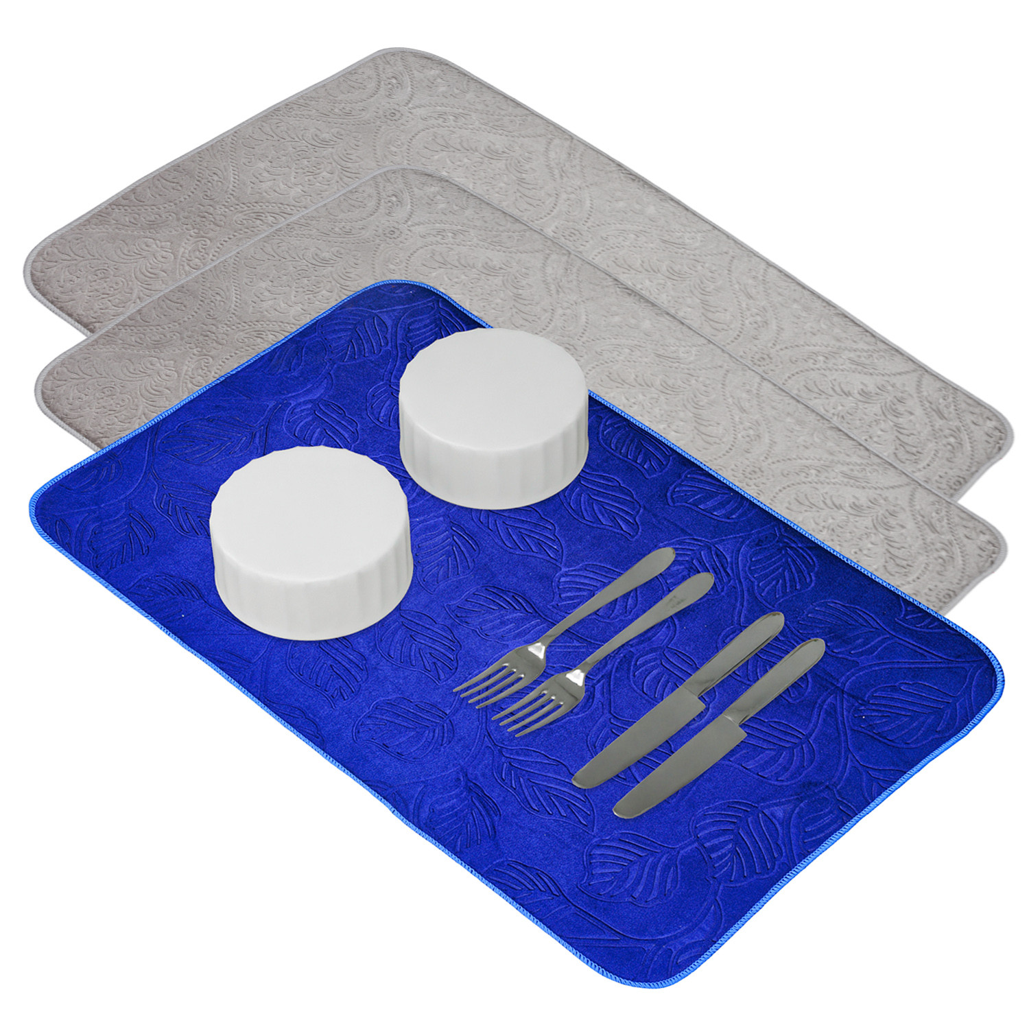 Kuber Industries Dish Dry Mat | Microfiber Self Drying Mat | Kitchen Drying Mat | Water Absorbent Kitchen Mat | Embossed Dish Dry Mat | 38x50 | Pack of 3 | Multicolor