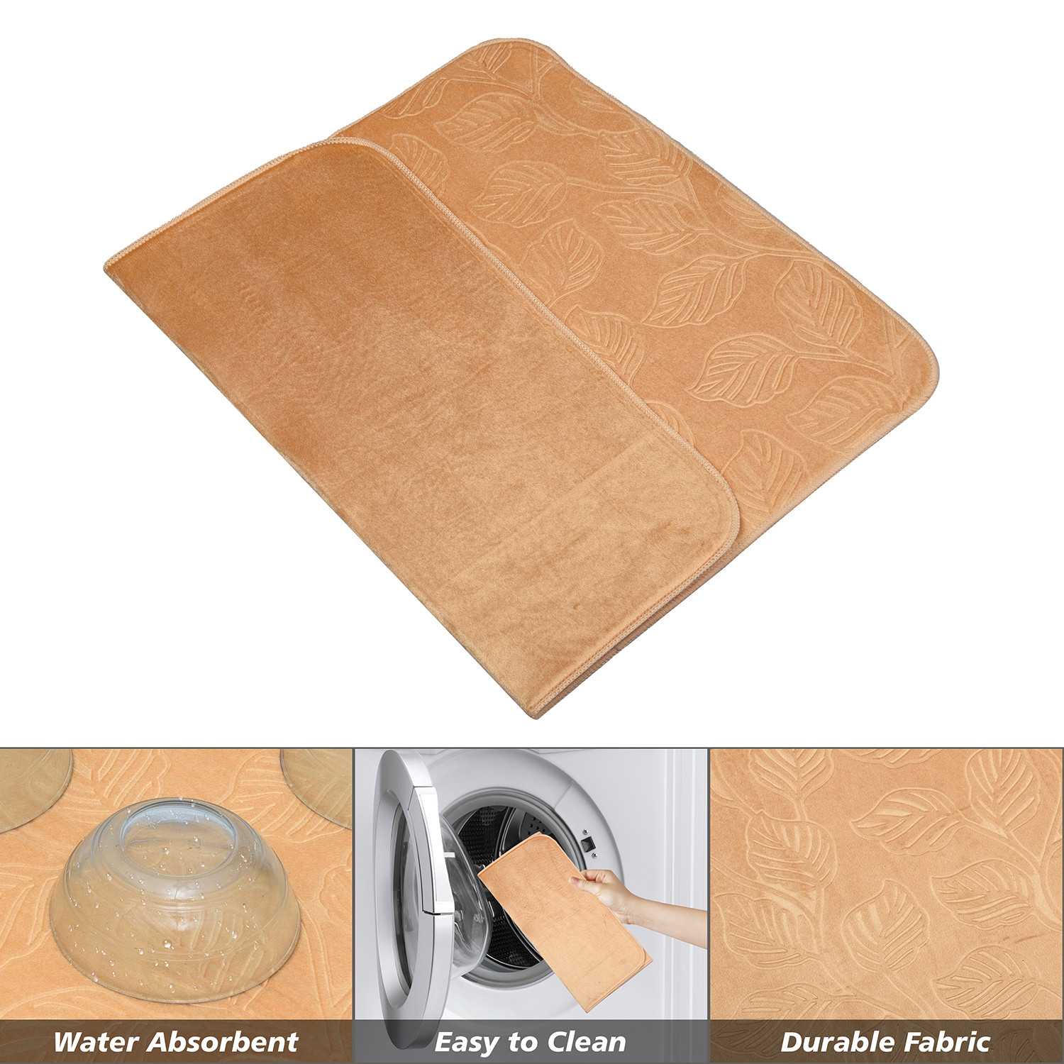 Kuber Industries Dish Dry Mat | Microfiber Self Drying Mat | Kitchen Drying Mat | Water Absorbent Kitchen Mat | Embossed Dish Dry Mat | 50x70 | Pack of 2 | Golden & Gray