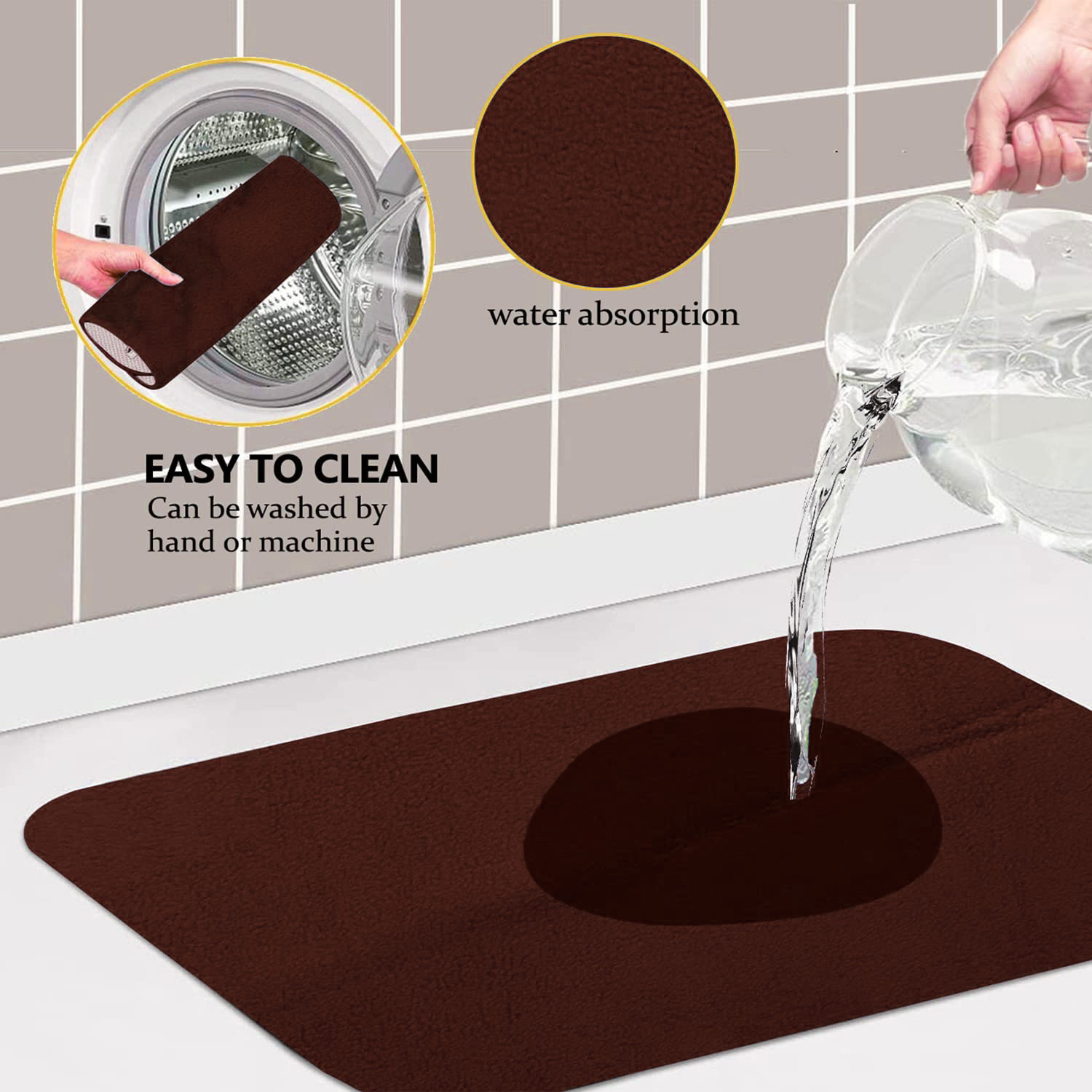 Kuber Industries Dish Drying Mat | Microfiber Kitchen water Absorbent Mat | Reversible Drying Mat for Kitchen Utensils | Kitchen Utensils Mat | 50x70 cm | Pack of 2 | Multi