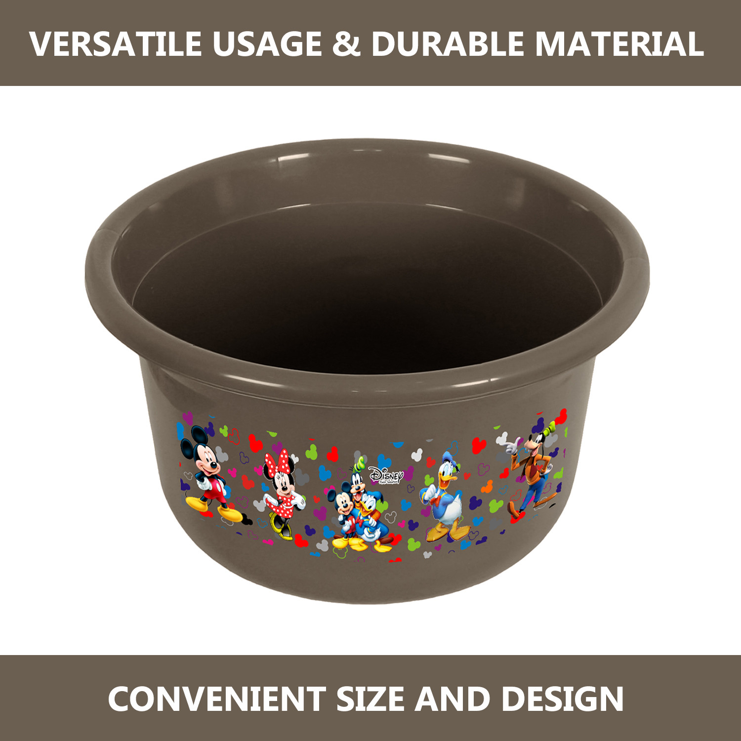 Kuber Industries Disney Bath Tub | Versatile Utility Gaint Tub | Plastic Bath Tub for Baby | Clothes Washing Tub For Bathroom | Feeding Pan Tub | TUB-25 LTR | Brown