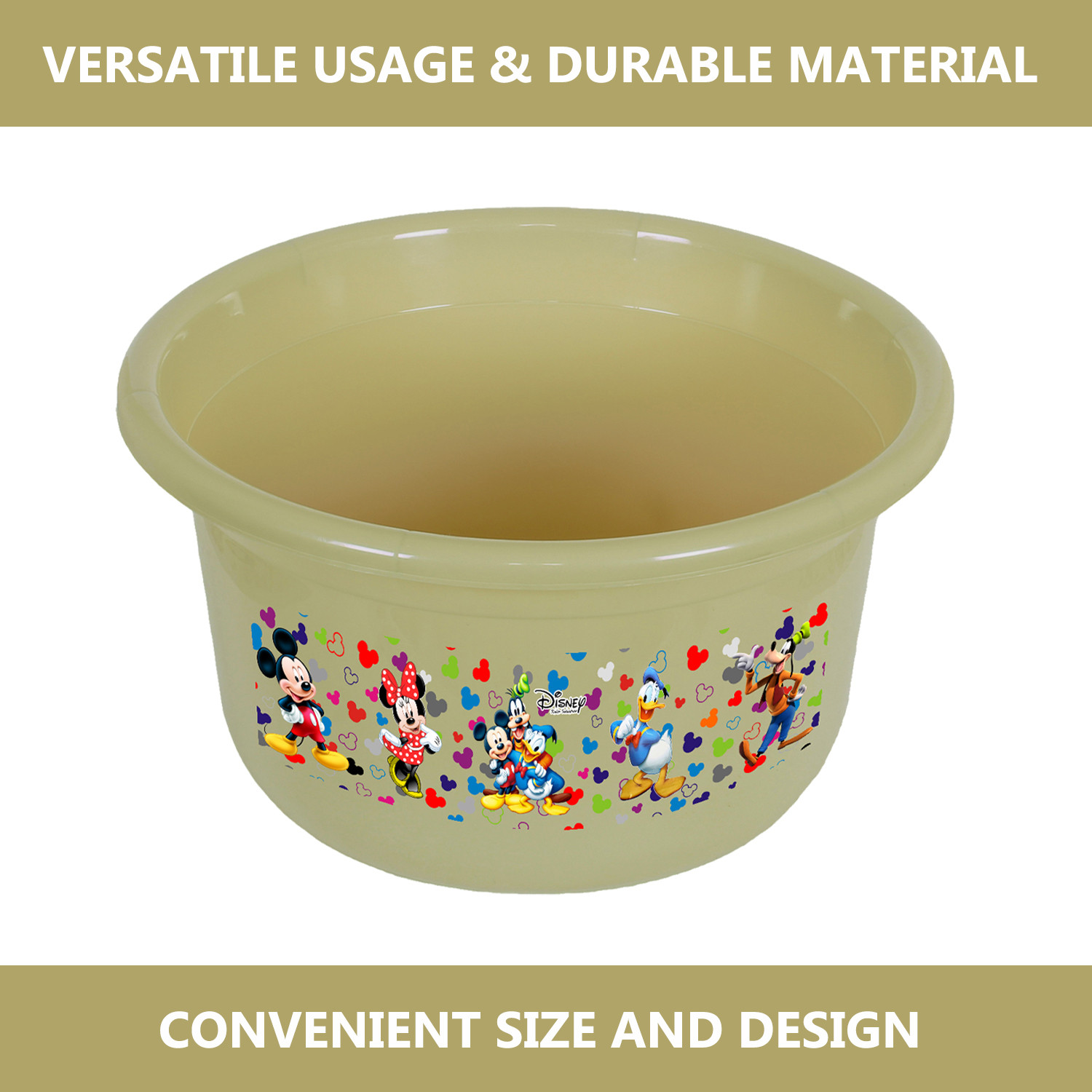 Kuber Industries Disney Bath Tub | Versatile Utility Gaint Tub | Plastic Bath Tub for Baby | Clothes Washing Tub For Bathroom | Feeding Pan Tub | TUB-25 LTR | Beige