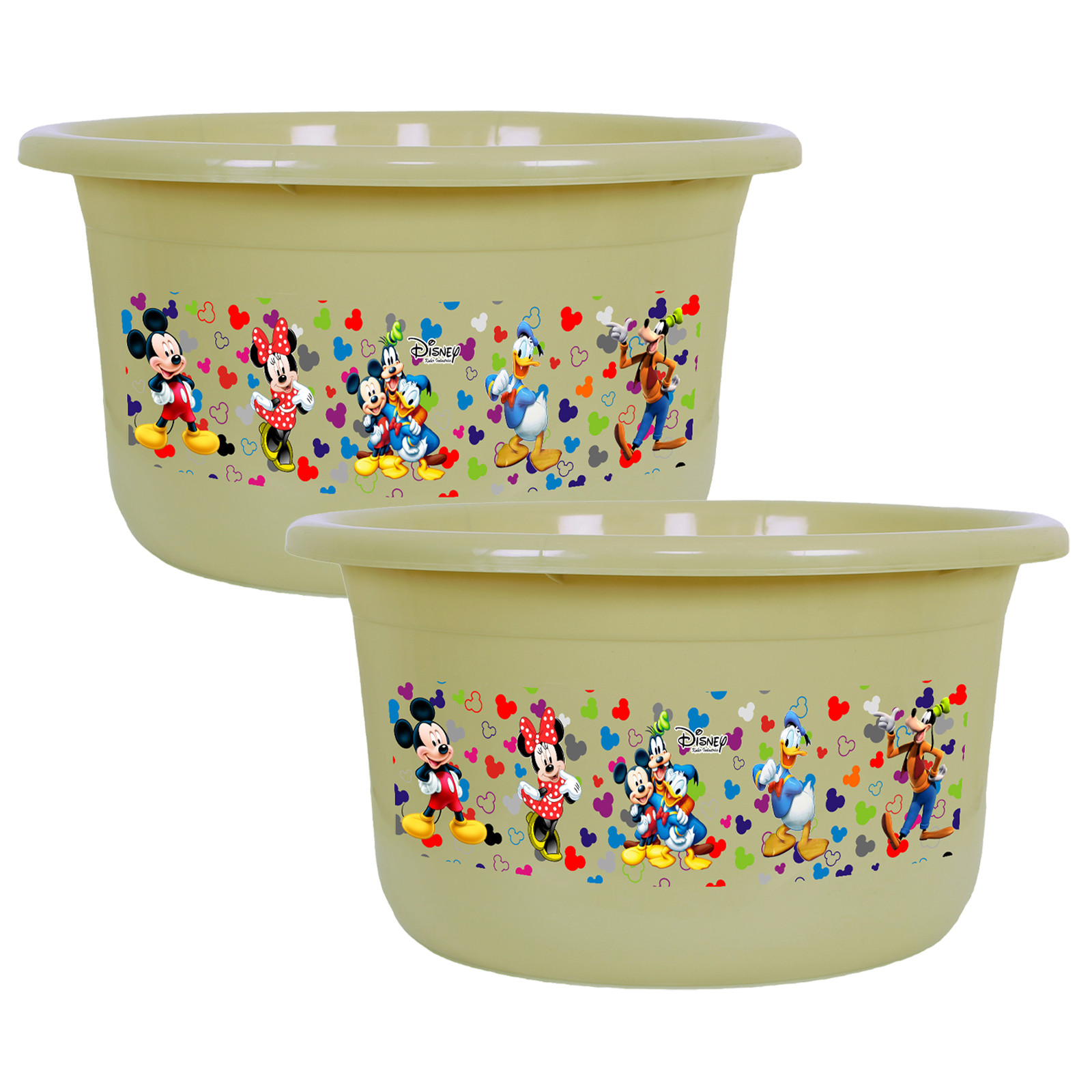 Kuber Industries Disney Bath Tub | Versatile Utility Gaint Tub | Plastic Bath Tub for Baby | Clothes Washing Tub For Bathroom | Feeding Pan Tub | TUB-25 LTR | Beige