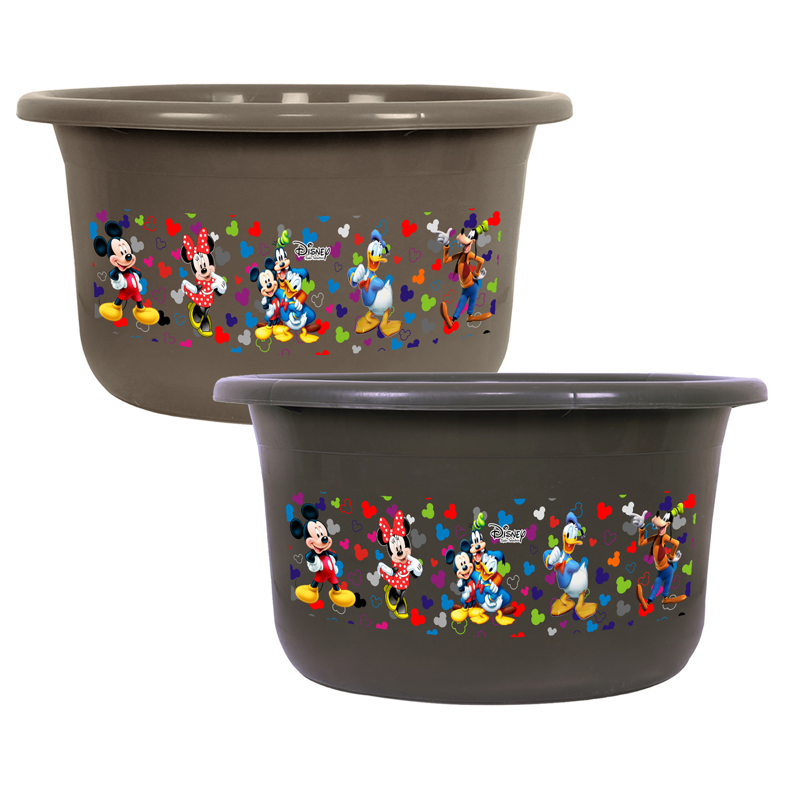 Kuber Industries Disney Bath Tub | Versatile Utility Gaint Tub | Plastic Bath Tub for Baby | Clothes Washing Tub For Bathroom | Feeding Pan Tub | TUB-25 LTR | Pack of 2 | Multi