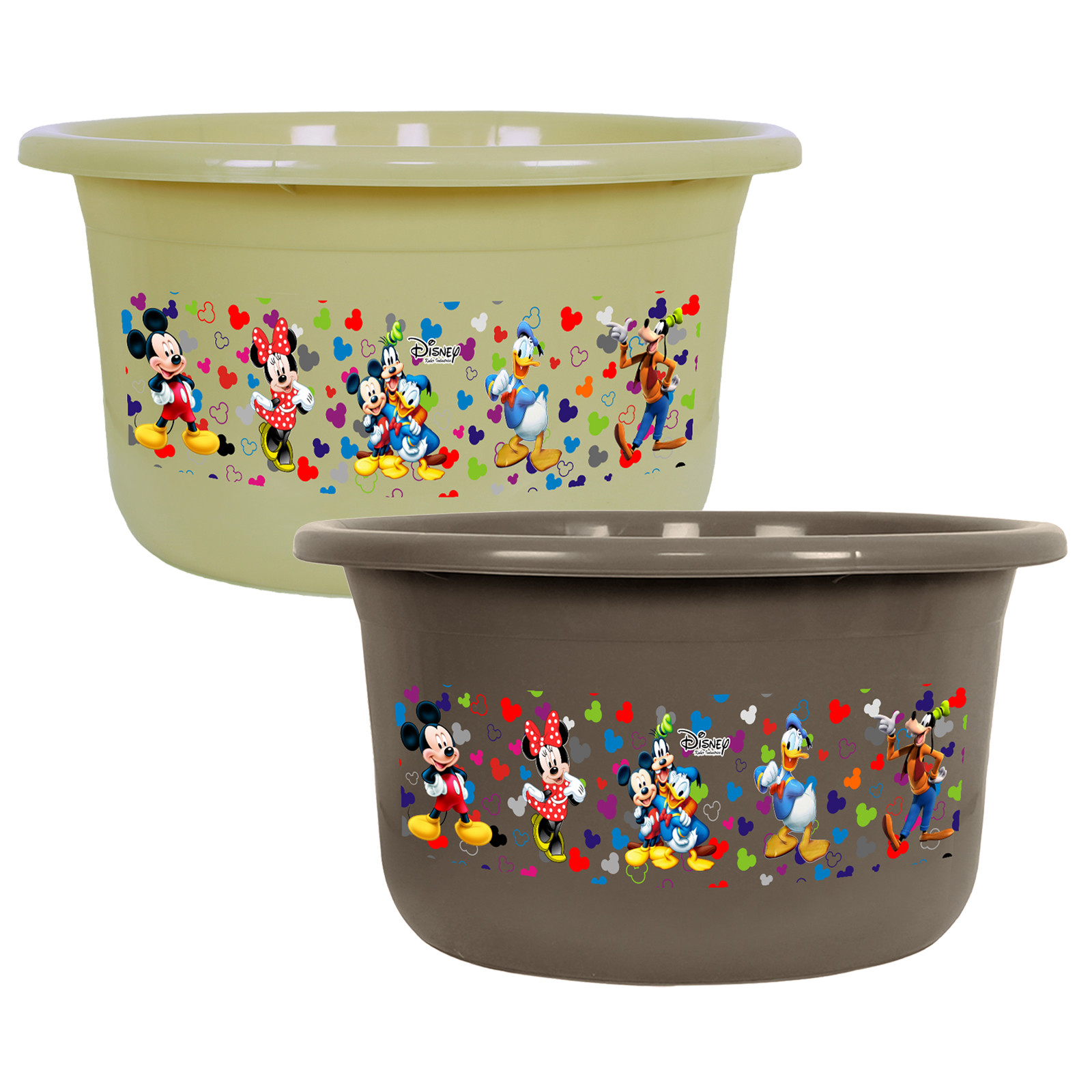 Kuber Industries Disney Bath Tub | Versatile Utility Gaint Tub | Plastic Bath Tub for Baby | Clothes Washing Tub For Bathroom | Feeding Pan Tub | TUB-25 LTR | Pack of 2 | Multi