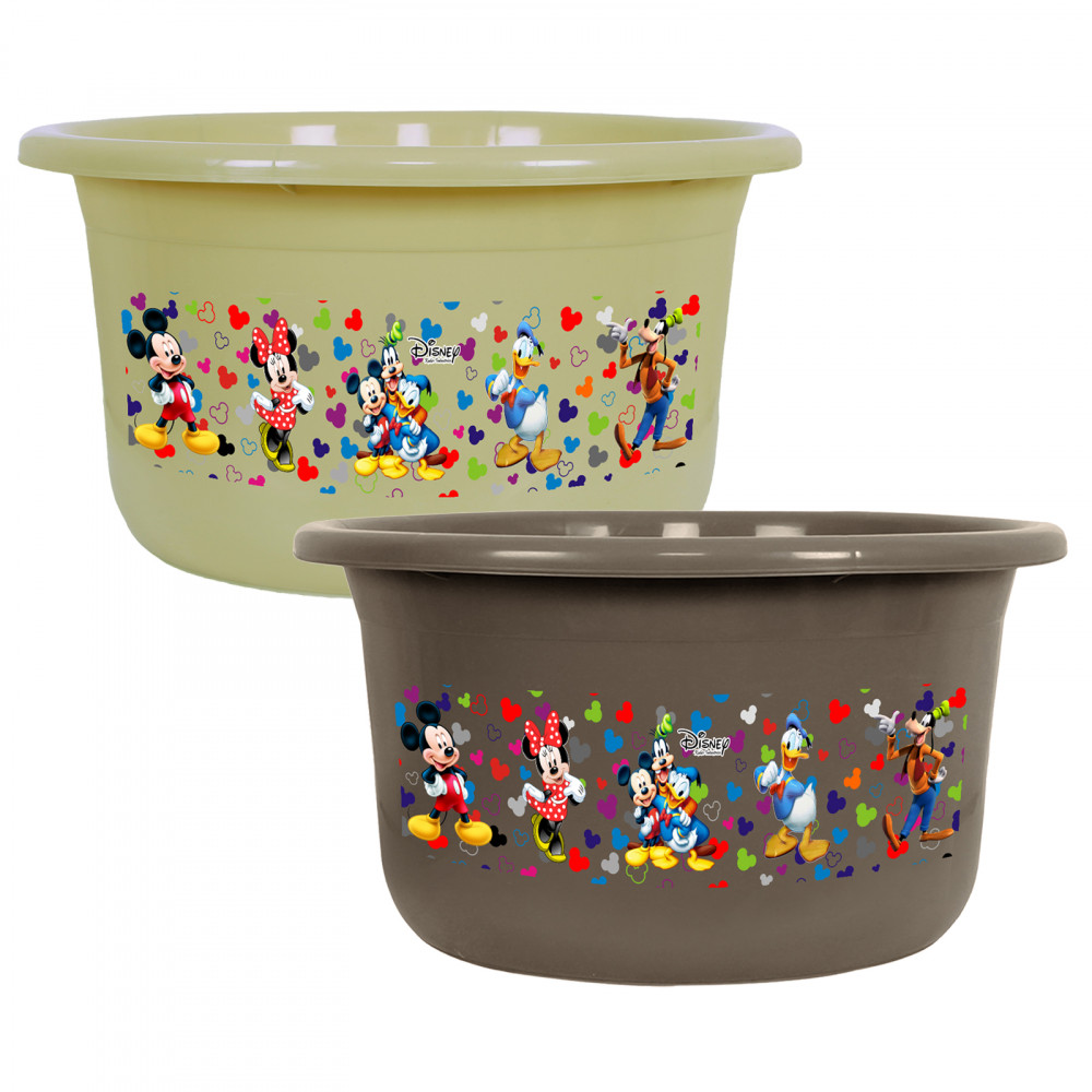 Kuber Industries Disney Bath Tub | Versatile Utility Gaint Tub | Plastic Bath Tub for Baby | Clothes Washing Tub For Bathroom | Feeding Pan Tub | TUB-25 LTR | Pack of 2 | Multi