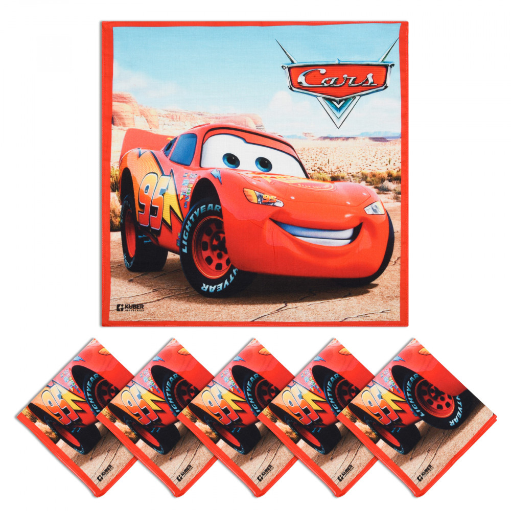 Kuber Industries Disney Car Handkerchiefs | Cotton Handkerchiefs for Boys | Handkerchiefs for Girls | Rumal for Boys &amp; Girls | Hankies for Gifting | Gentle on Skin |Red