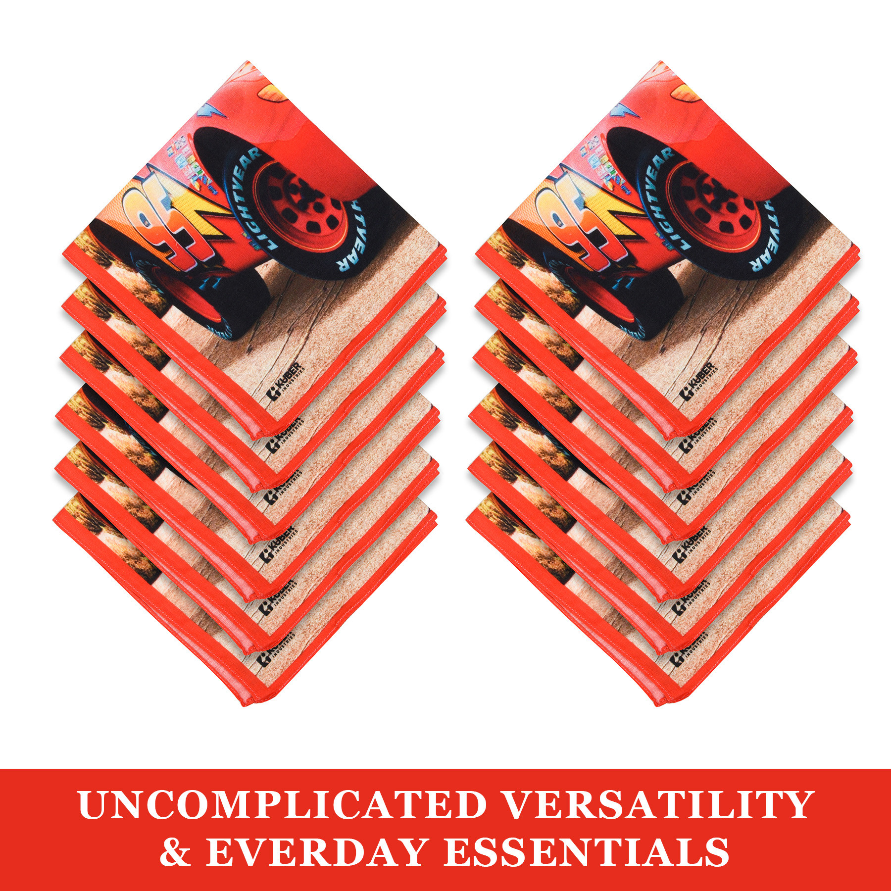 Kuber Industries Disney Car Handkerchiefs | Cotton Handkerchiefs for Boys | Handkerchiefs for Girls | Rumal for Boys & Girls | Hankies for Gifting | Gentle on Skin |Red