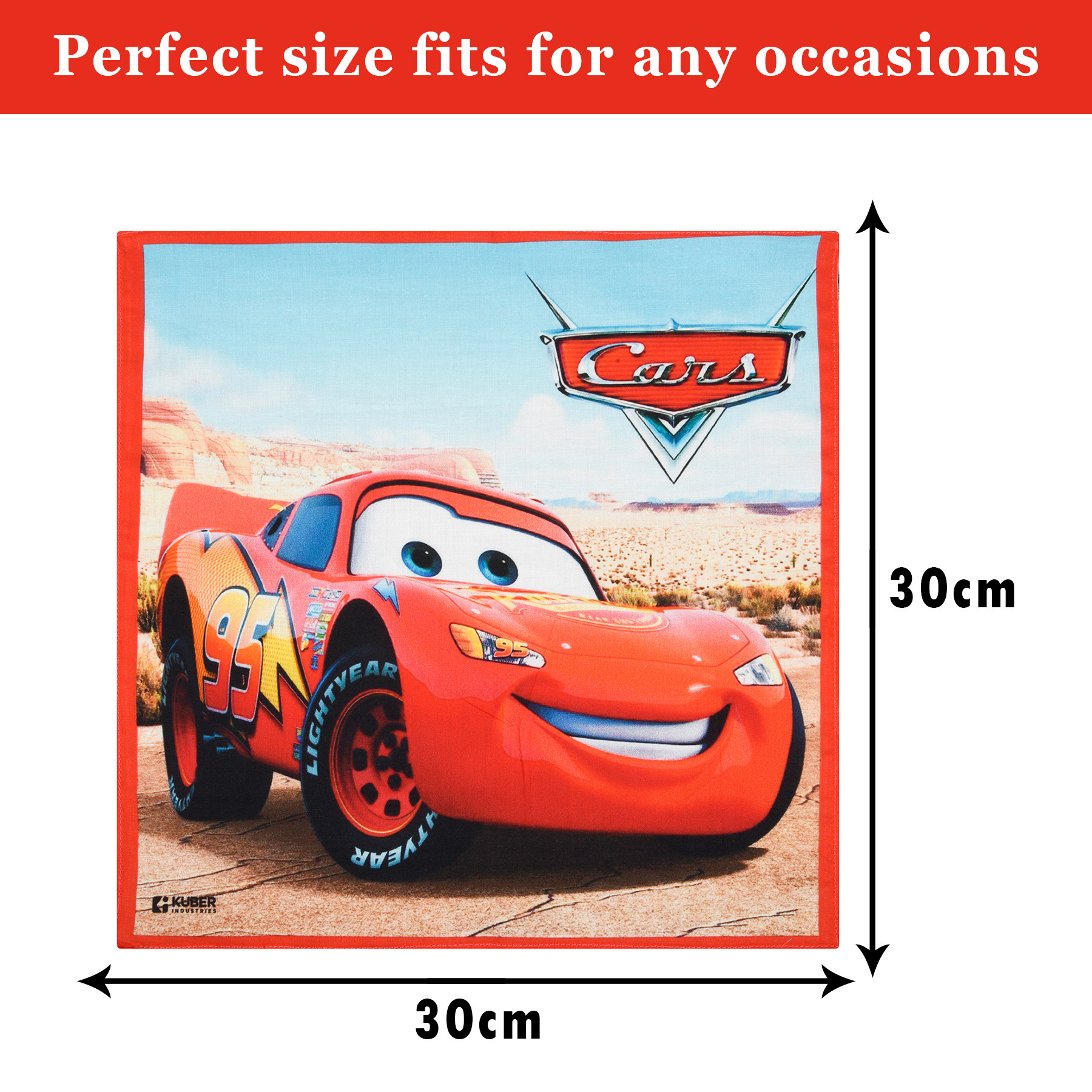 Kuber Industries Disney Car Handkerchiefs | Cotton Handkerchiefs for Boys | Handkerchiefs for Girls | Rumal for Boys & Girls | Hankies for Gifting | Gentle on Skin |Red