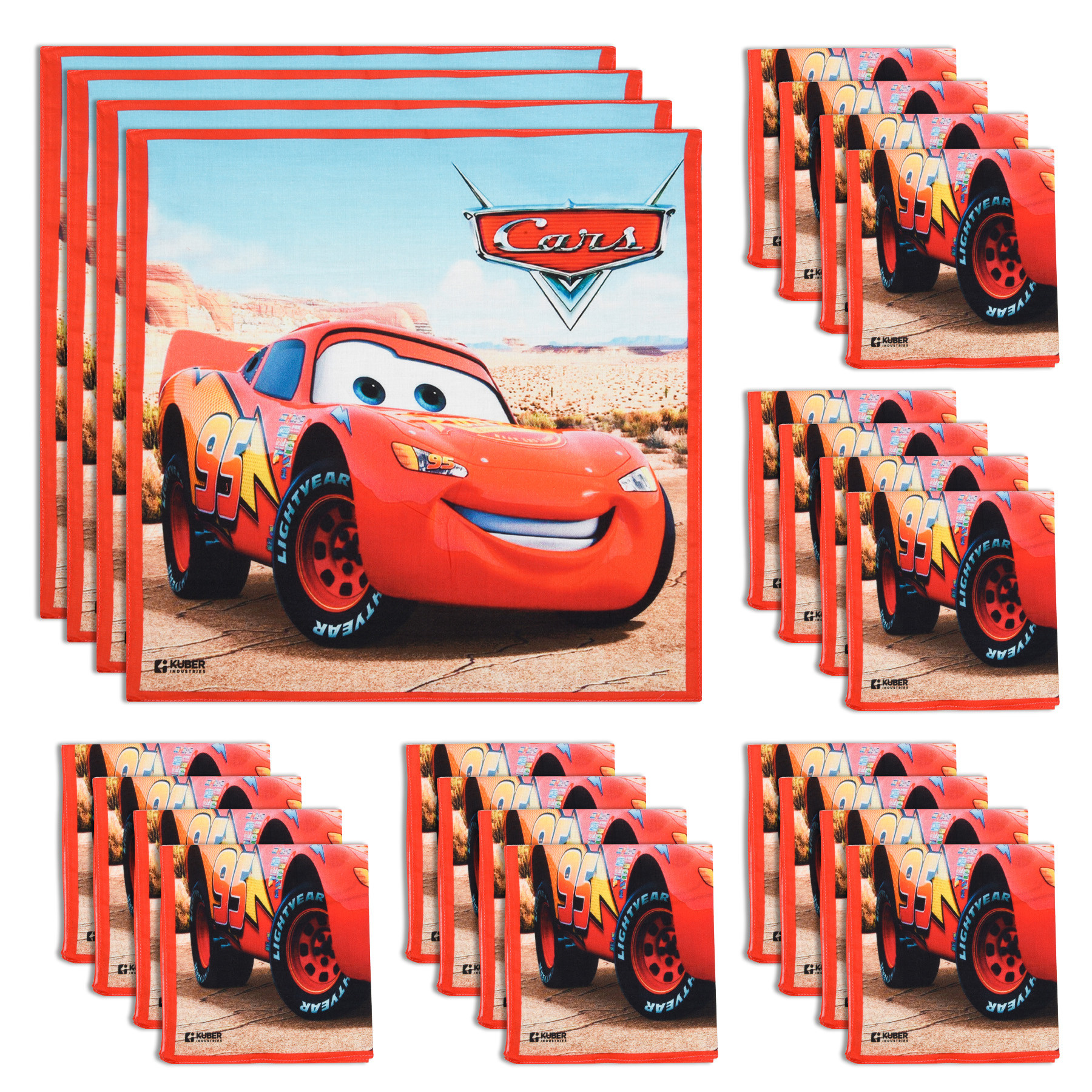 Kuber Industries Disney Car Handkerchiefs | Cotton Handkerchiefs for Boys | Handkerchiefs for Girls | Rumal for Boys & Girls | Hankies for Gifting | Gentle on Skin |Red