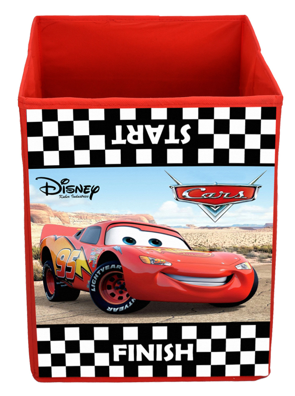 Kuber Industries Disney Cars Print Non Woven Fabric Foldable Laundry Organiser With Handles (Black)