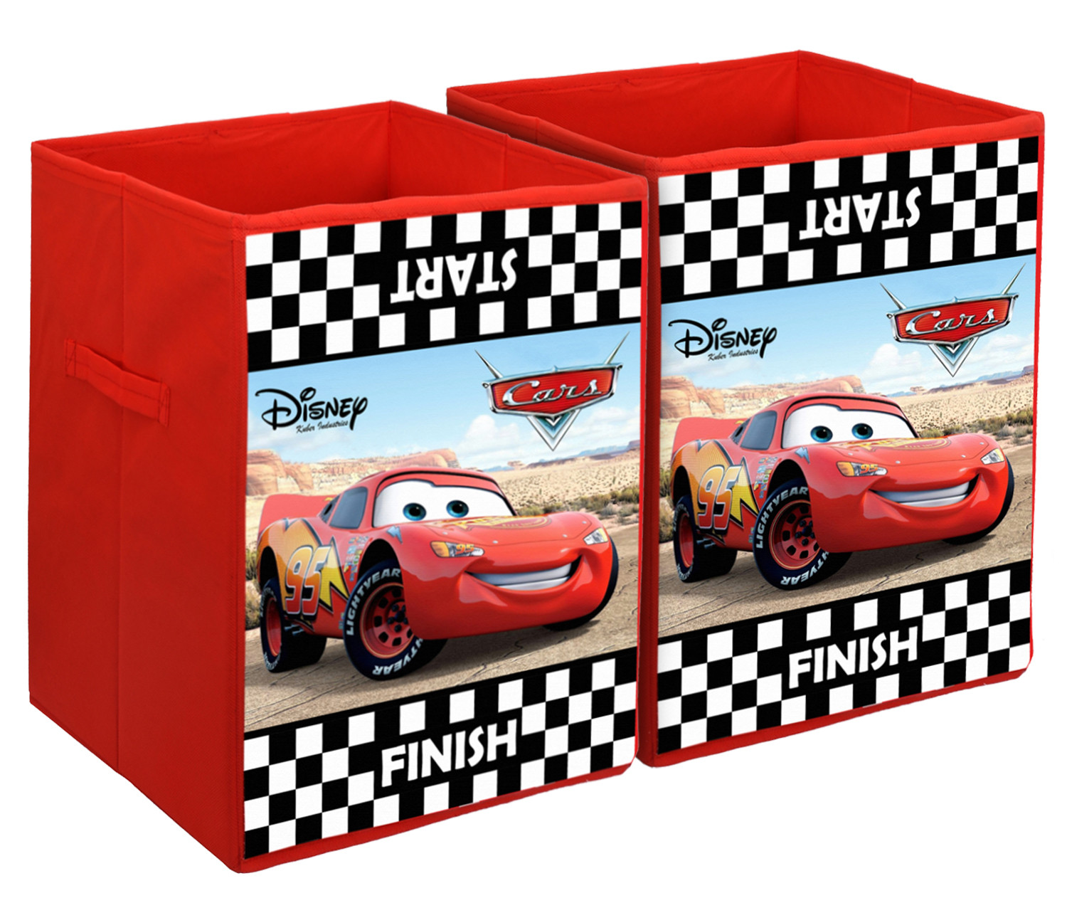 Kuber Industries Disney Cars Print Non Woven Fabric Foldable Laundry Organiser With Handles (Black)