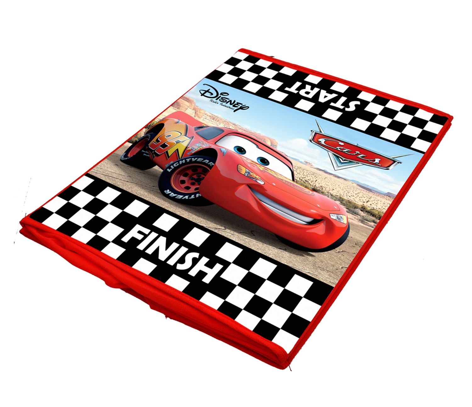 Kuber Industries Disney Cars Print Non Woven Fabric Foldable Laundry Organiser With Lid & Handles (Black)
