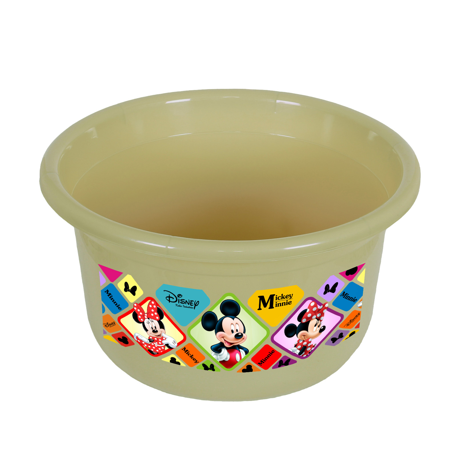 Kuber Industries Disney Check Bath Tub  Versatile Utility Gaint Tub  Plastic Bath Tub for Baby  Clothes Washing Tub For Bathroom  Feeding Pan Tub  TUB-25 LTR  Beige