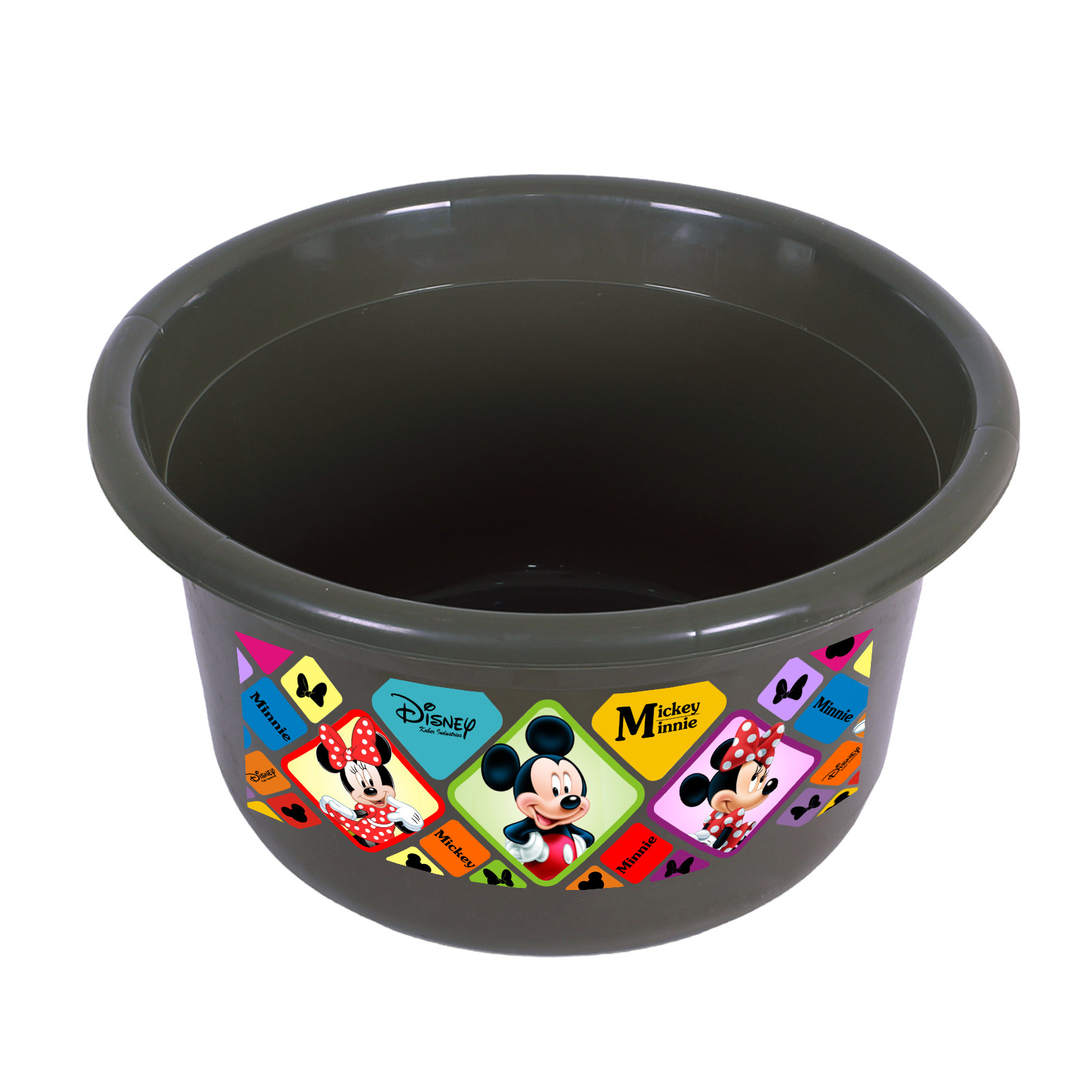 Kuber Industries Disney Check Bath Tub  Versatile Utility Gaint Tub  Plastic Bath Tub for Baby  Clothes Washing Tub For Bathroom  Feeding Pan Tub  TUB-25 LTR  Gray